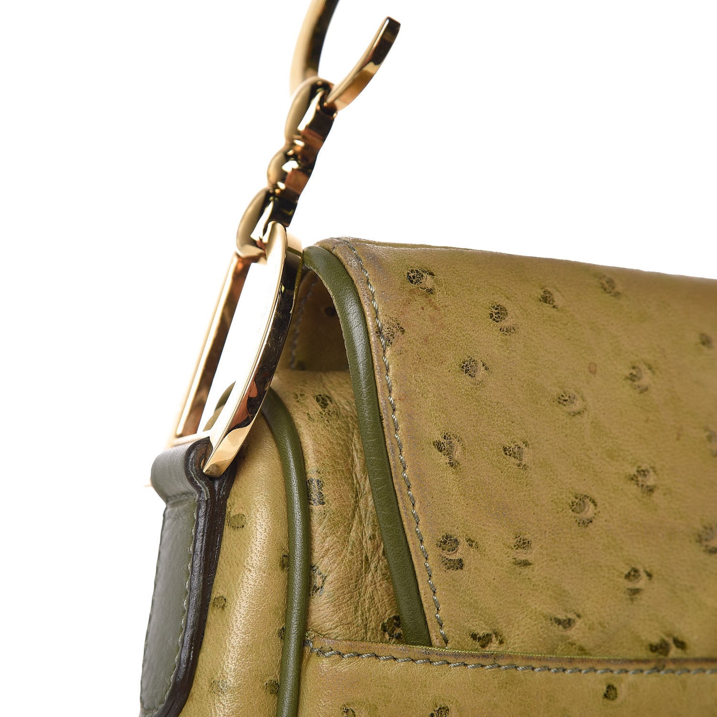 Ostrich Double Saddle Bag Green