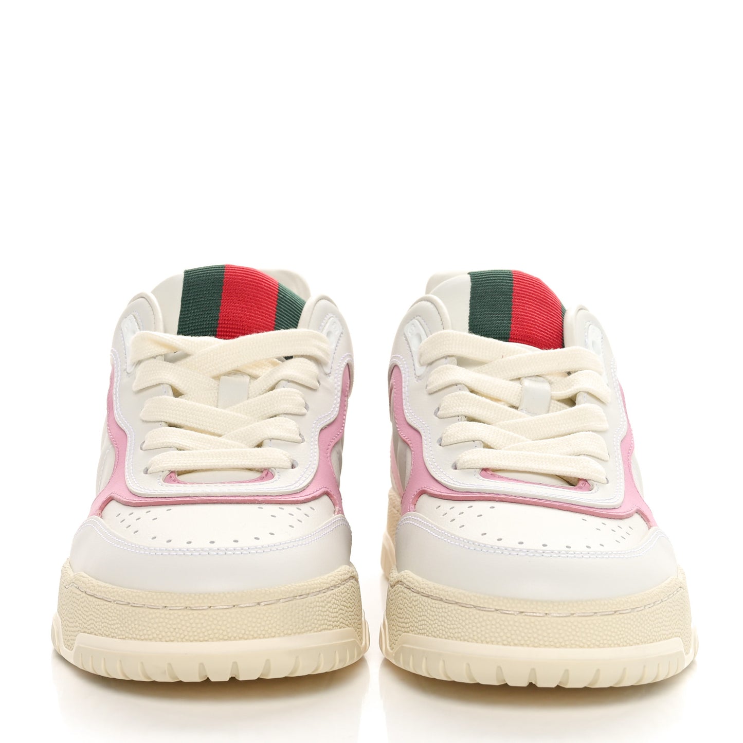 Calfskin Womens Re-Web Sneakers 36.5 White Pink