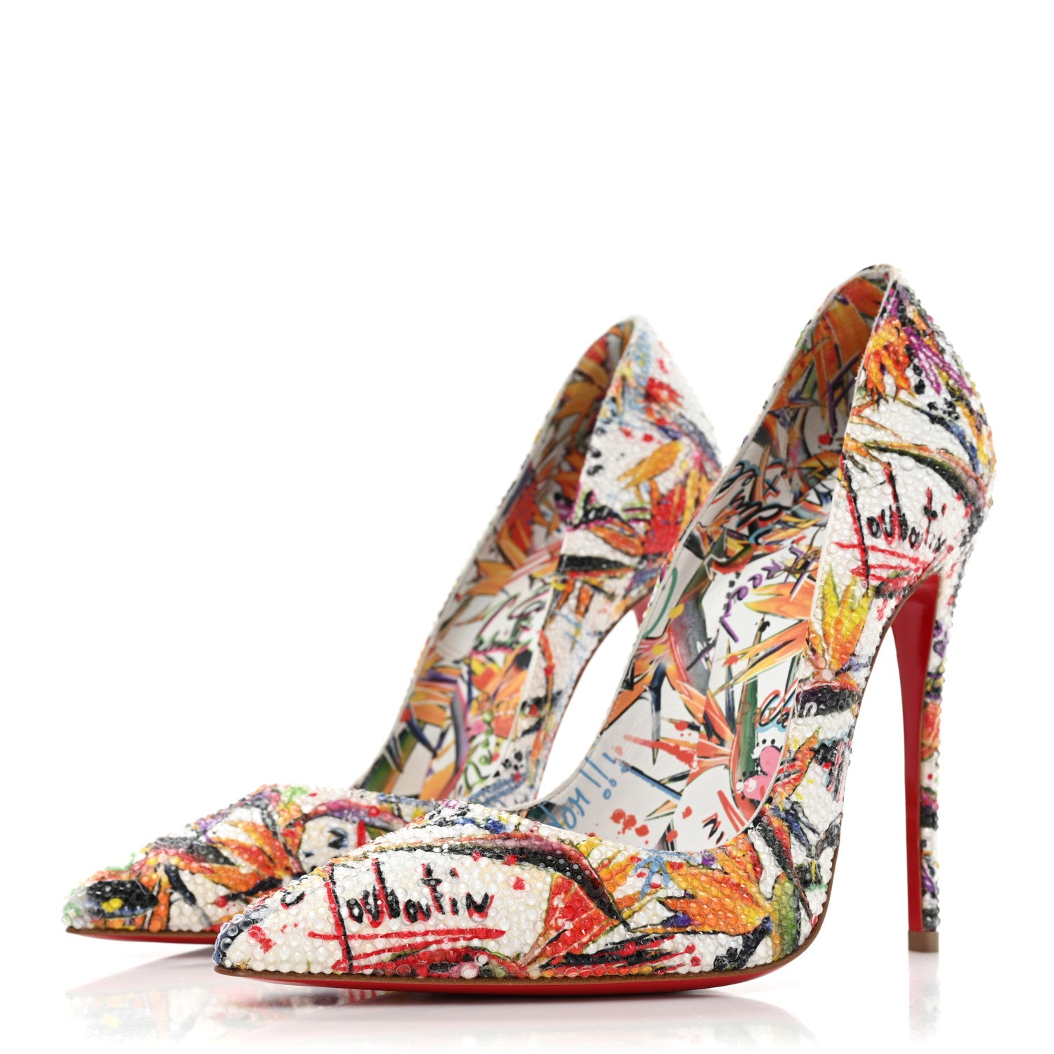 Christian Louboutin Crepe Satin Crystal Printed So Kate Strass Freedom 120 Pumps 36 Multicolor 3 of 7