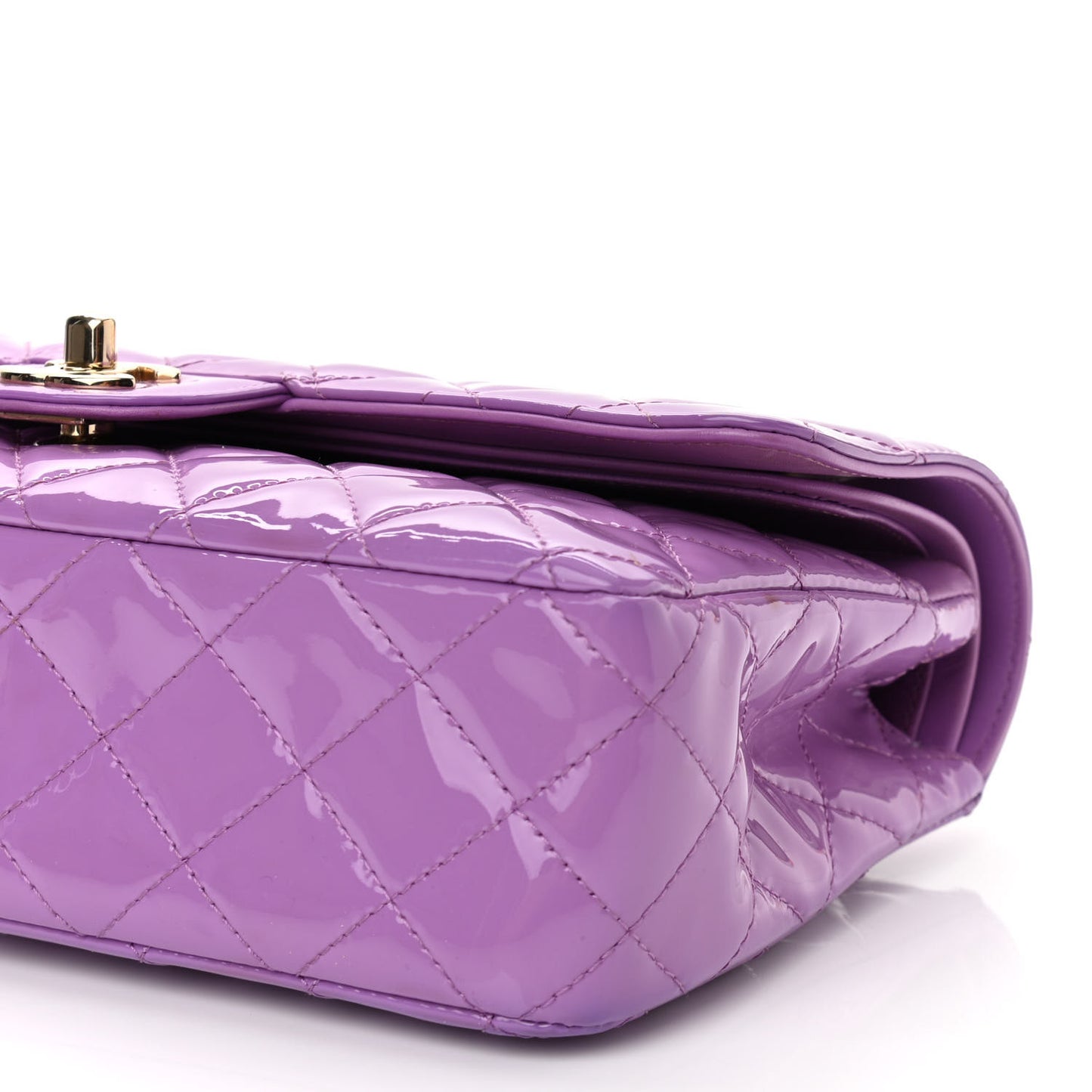 Patent Quilted Medium Double Flap Light Purple