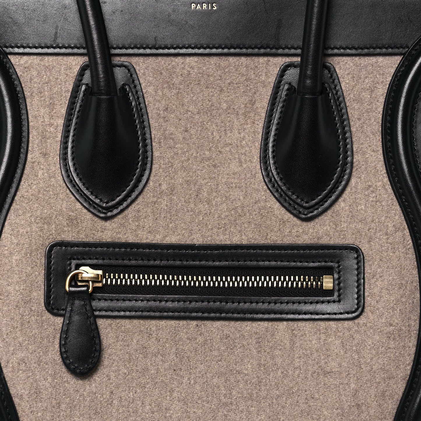 Felt Smooth Calfskin Micro Tri-Color Luggage Brown Black