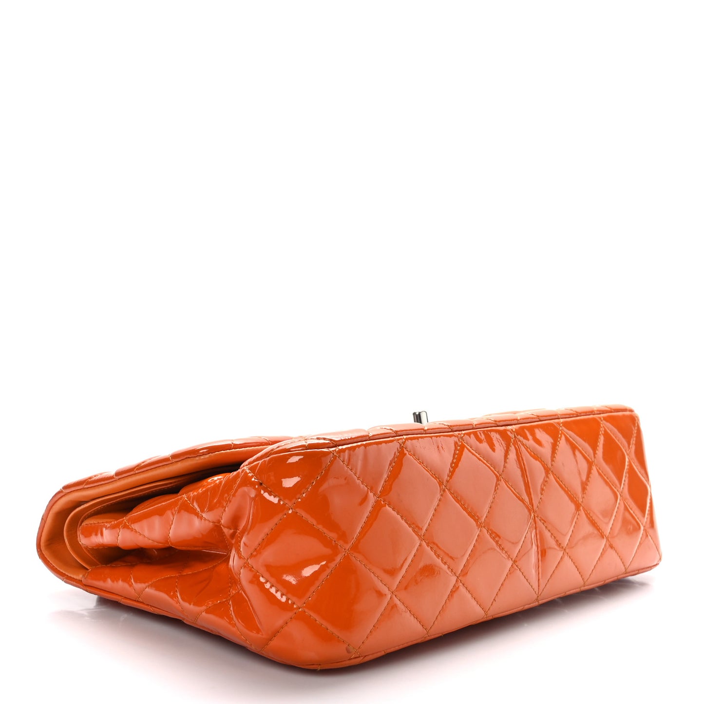 Patent Quilted Jumbo Double Flap Orange