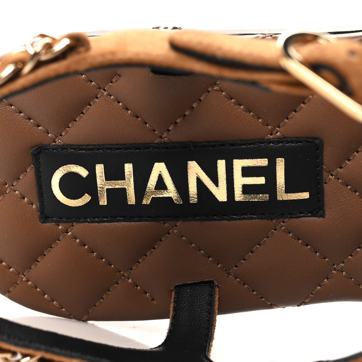 Suede Calfskin Chain Sandals 36 Brown