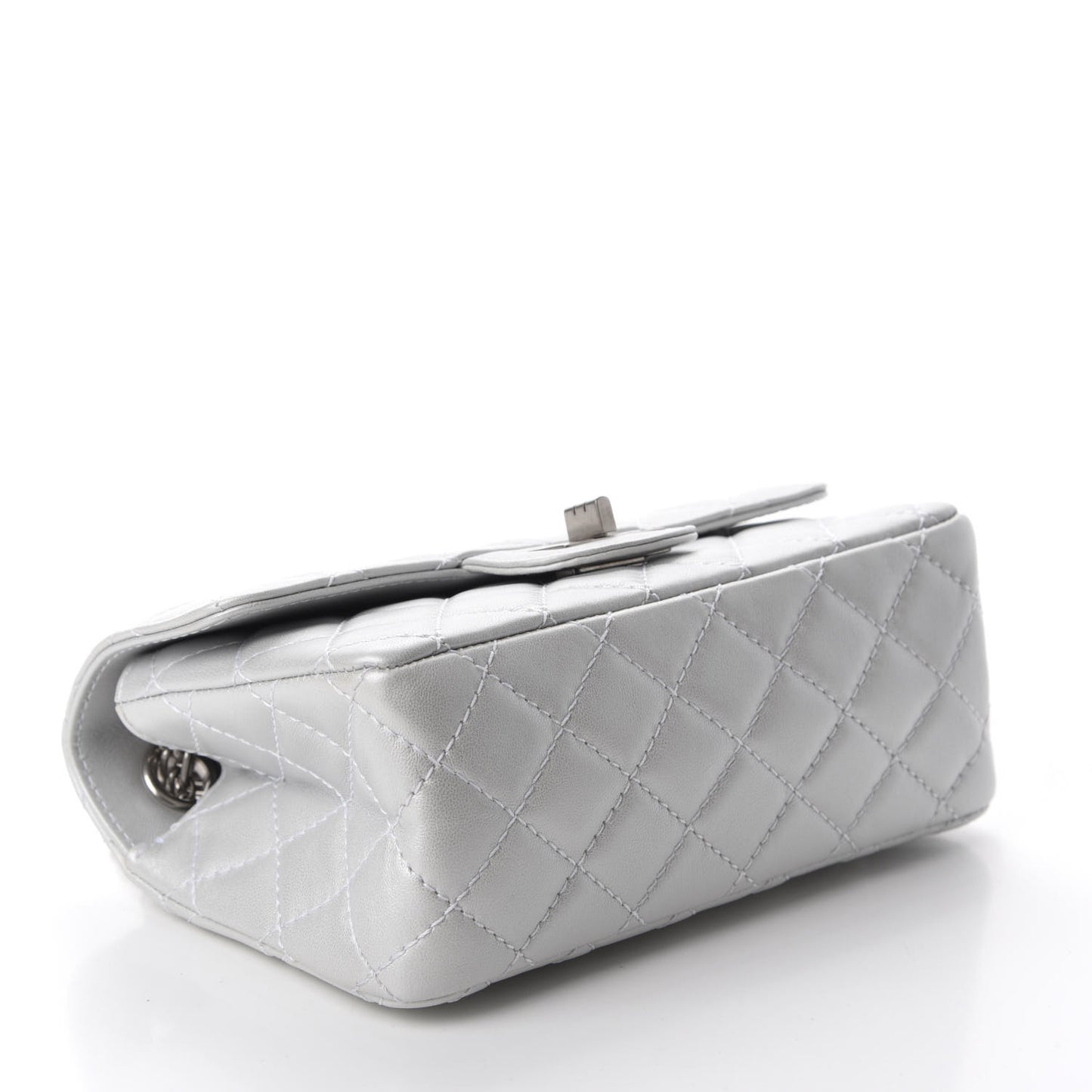 Iridescent Lambskin Quilted 2.55 Reissue Mini Flap White