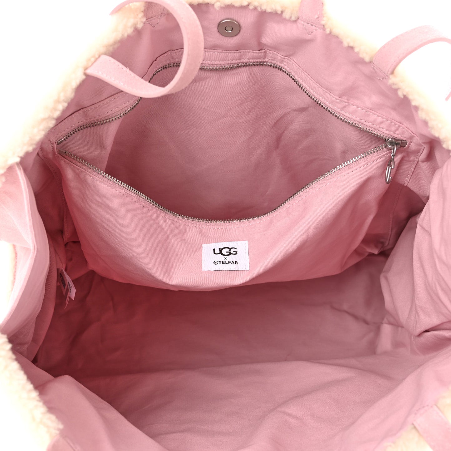 X UGG Suede Shearling Large Shopping Bag Pink