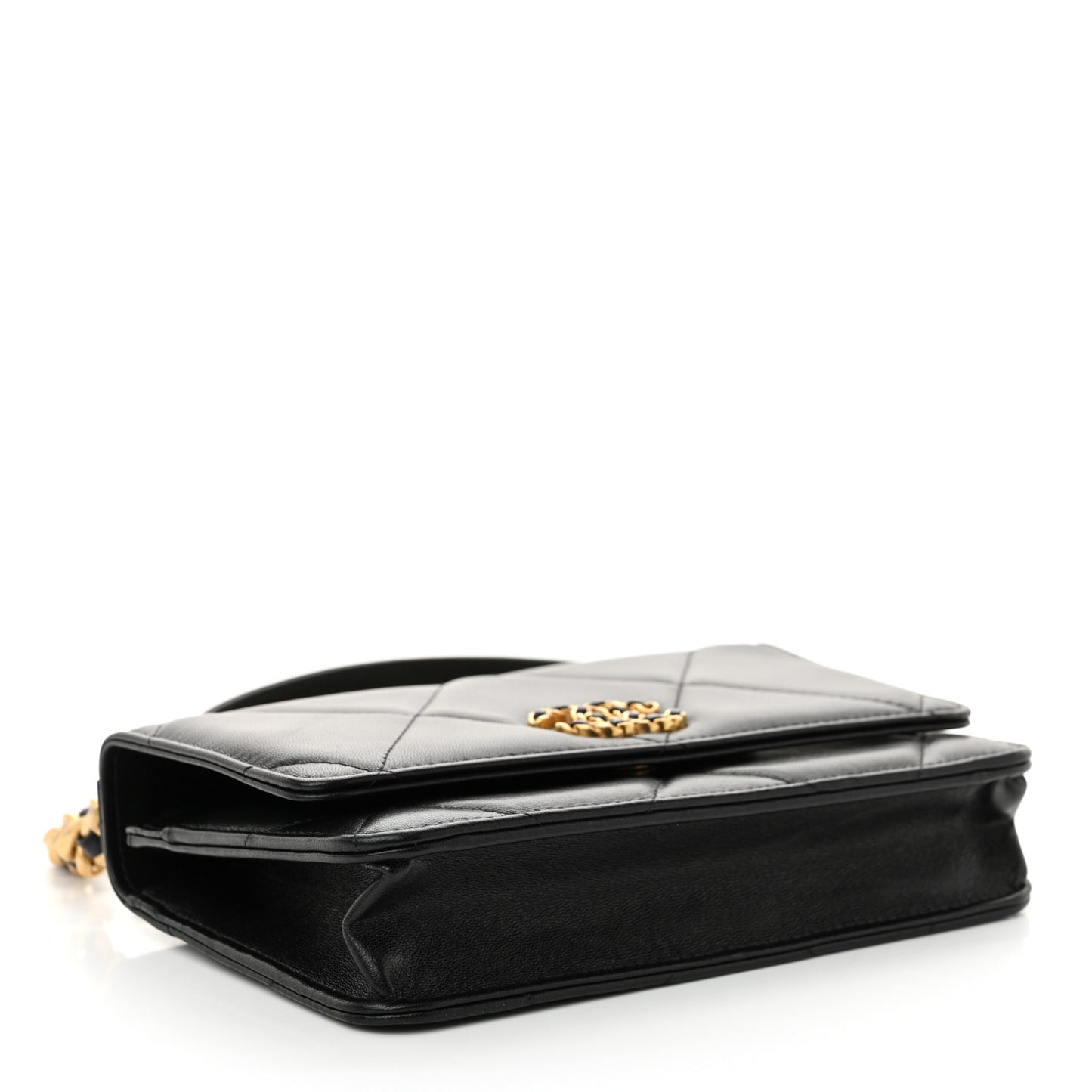 Lambskin Quilted Chanel 19 Wallet On Chain WOC Black