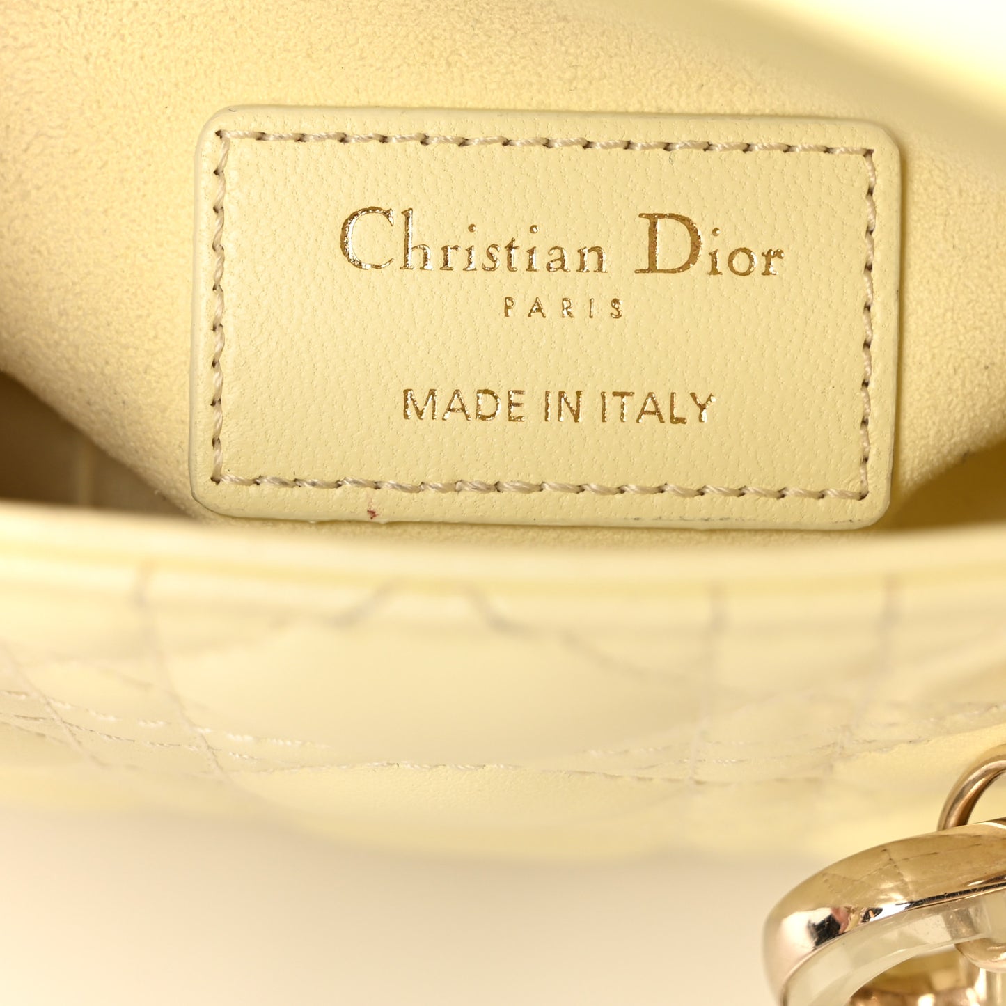 Lambskin Cannage Mini Lady Dior Soft Yellow