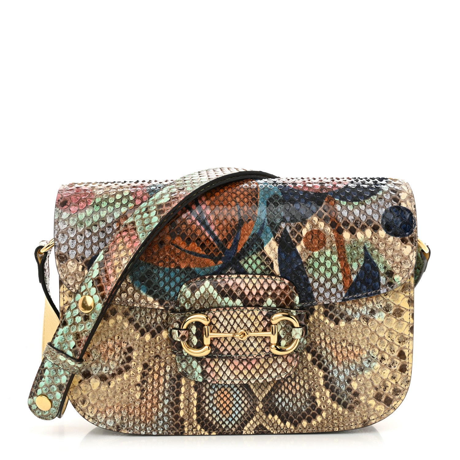 Gucci Snakeskin Horsebit 1955 Shoulder Bag Multicolor 1674675