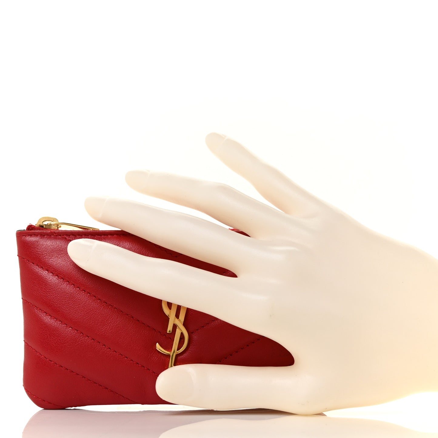 Calfskin Matelasse Monogram Key Pouch Rouge Eros