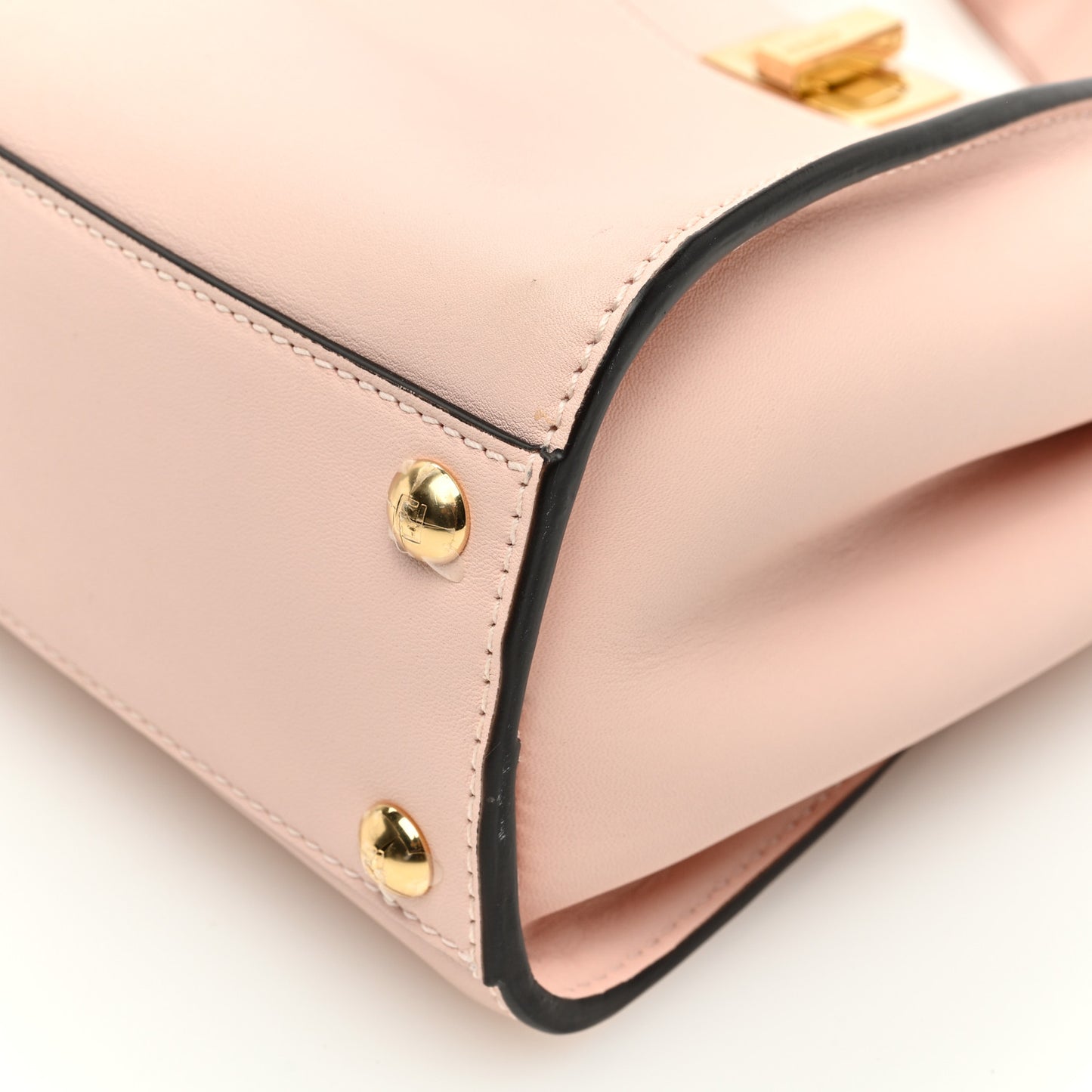 Vitello Seta Canvas FF Embroidered Mini Peekaboo Iconic Satchel Rosa Confetto