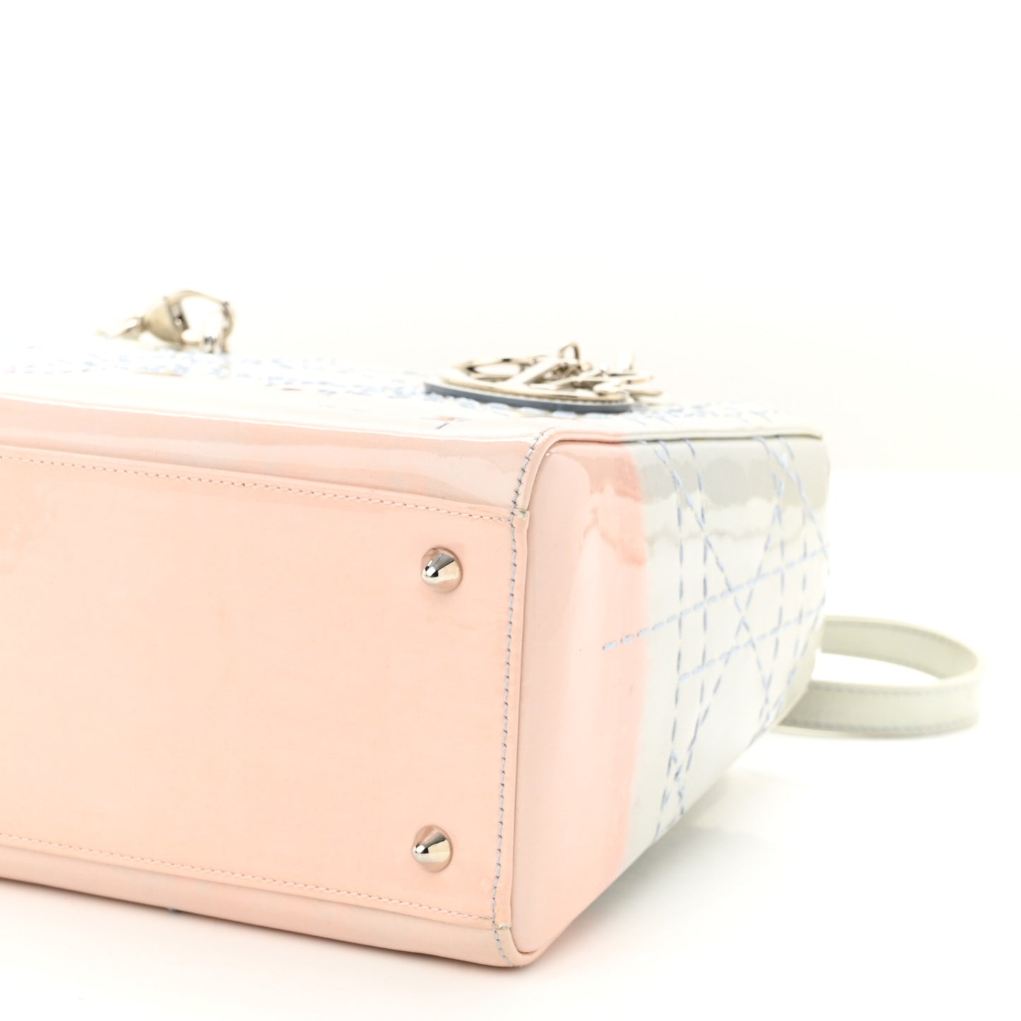 Patent Cannage Gradient Medium Lady Dior Blue Coral