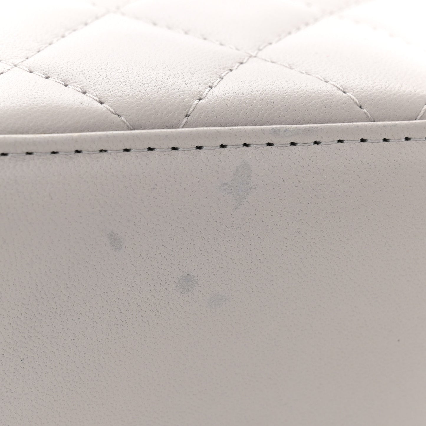 Lambskin Quilted Top Handle Mini Vanity Case With Chain Grey