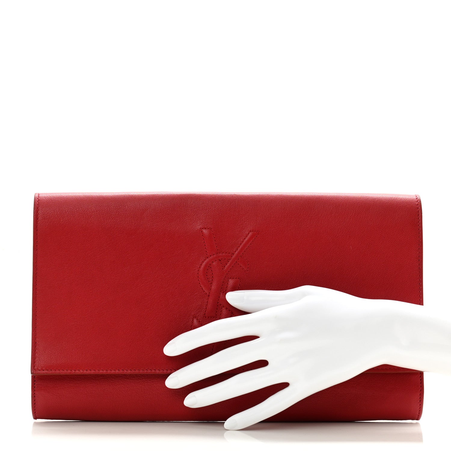 Saint Laurent Goatskin Monogram Large Belle De Jour Clutch Red 2 of 10