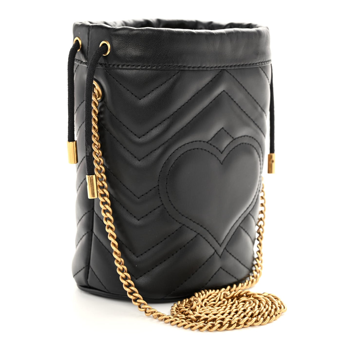Calfskin Matelasse Mini GG Marmont 2.0 Bucket Bag Black