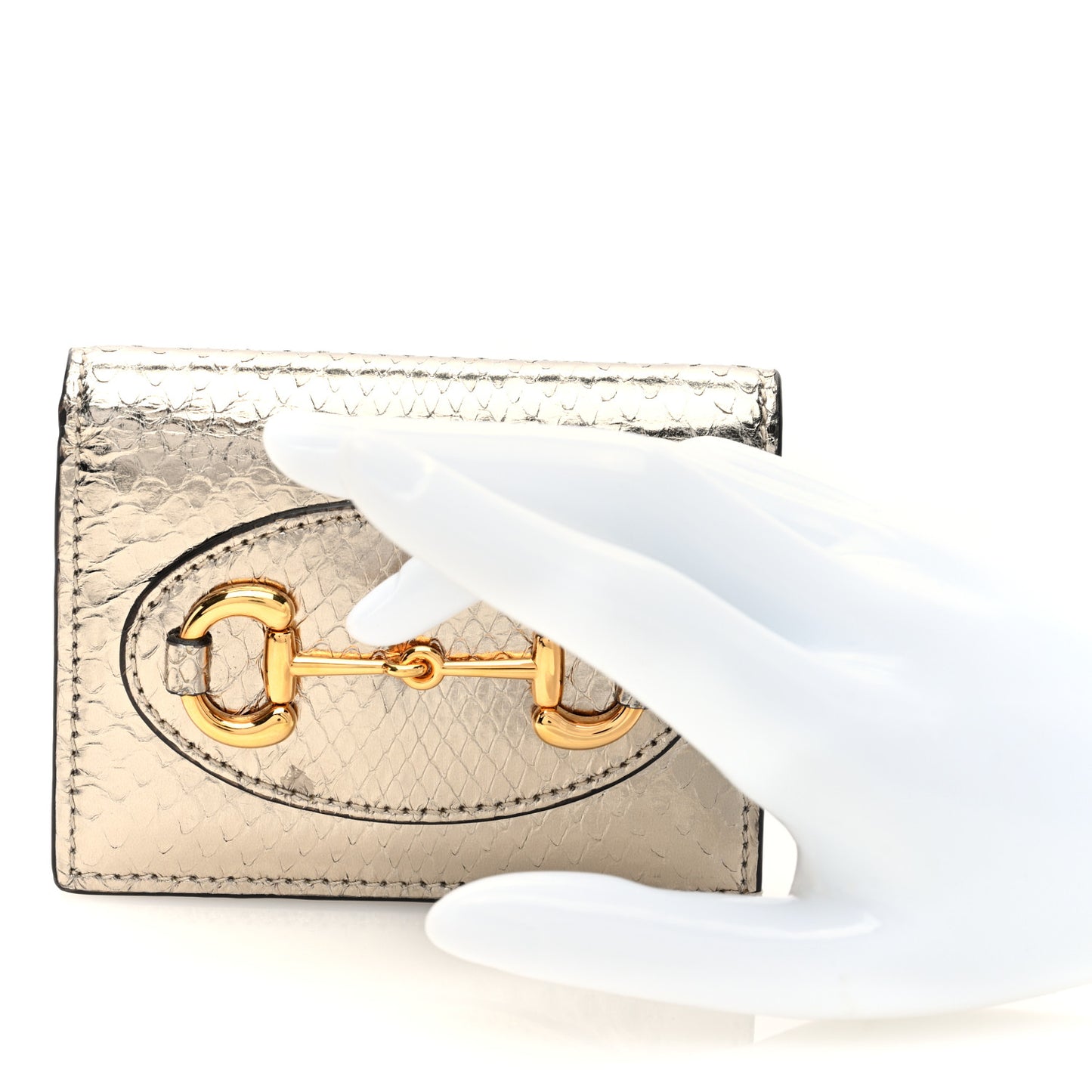 Boarded Plutone Snakeskin Horsebit 1955 Card Case Wallet Gold