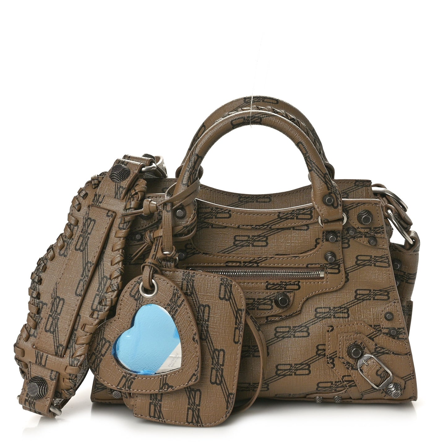 Coated Canvas BB Monogram Neo Cagole Handbag XS Beige Brown