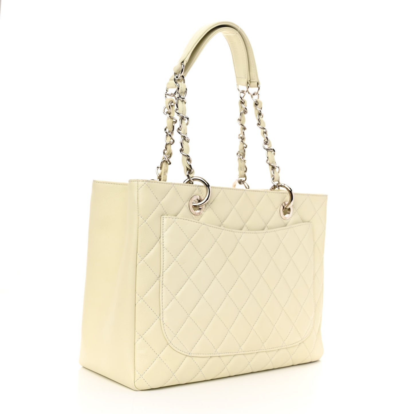 Caviar Quilted Grand Shopping Tote GST White