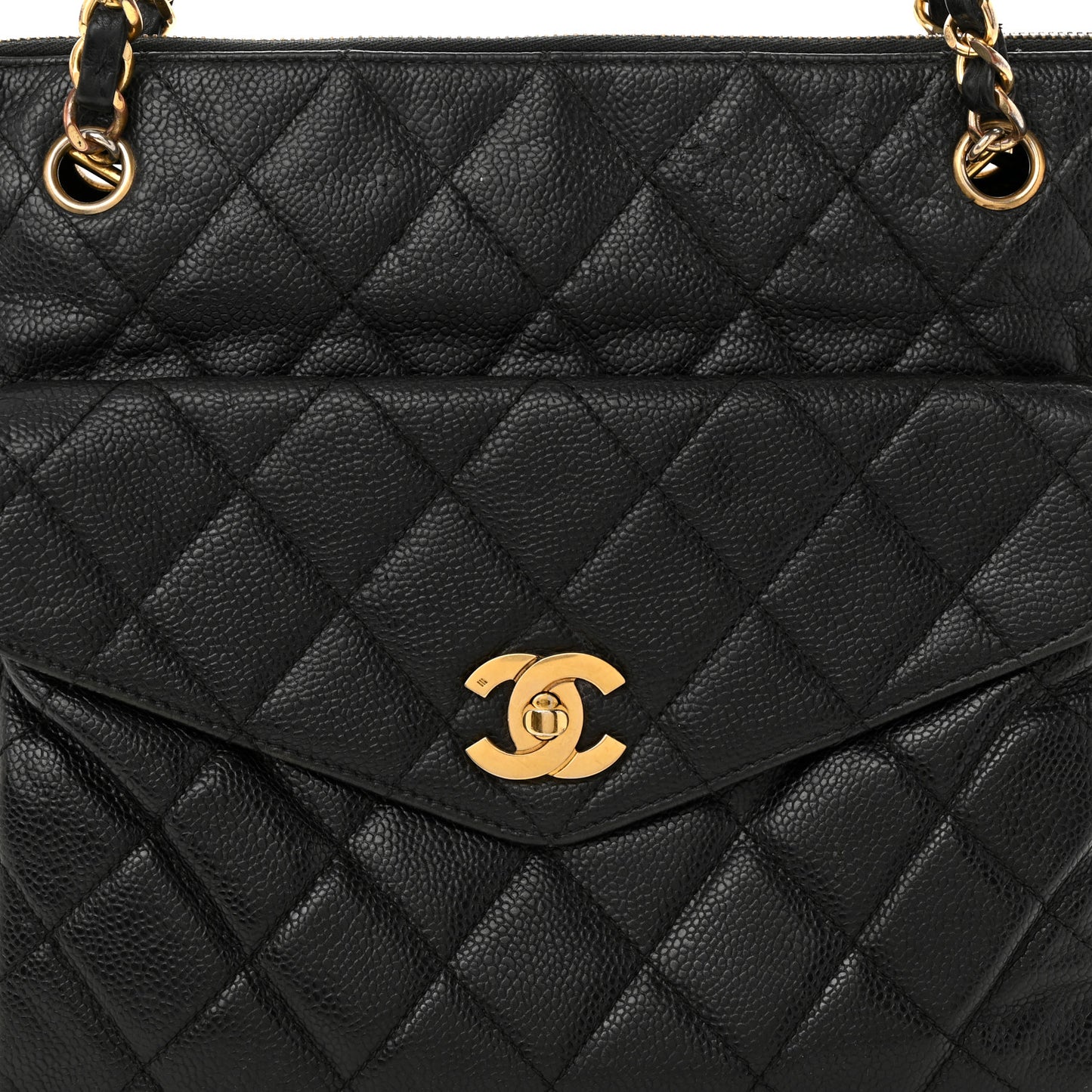 Caviar Quilted Flap Shoulder Bag Black