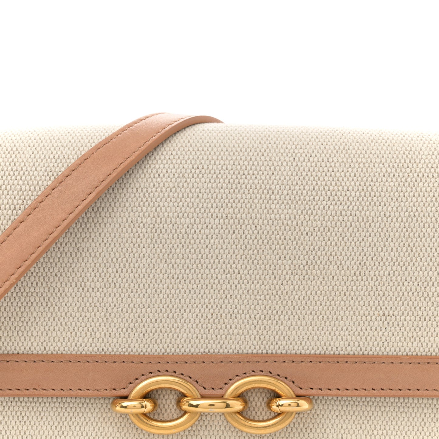 Smooth Calfskin Cotton Canvas Le Maillon Satchel Natural Beige