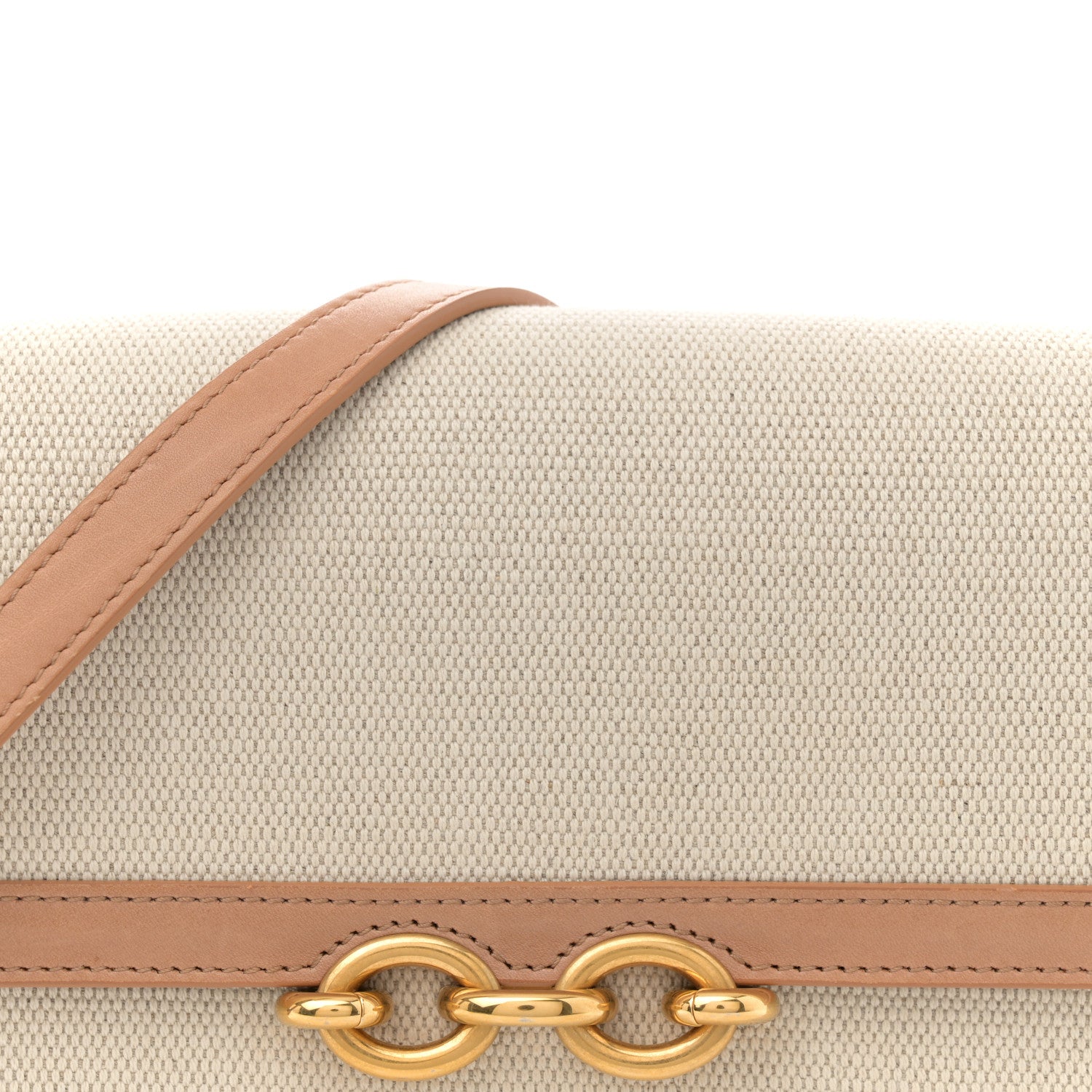 Saint Laurent Smooth Calfskin Cotton Canvas Le Maillon Satchel Natural Beige 8 of 13