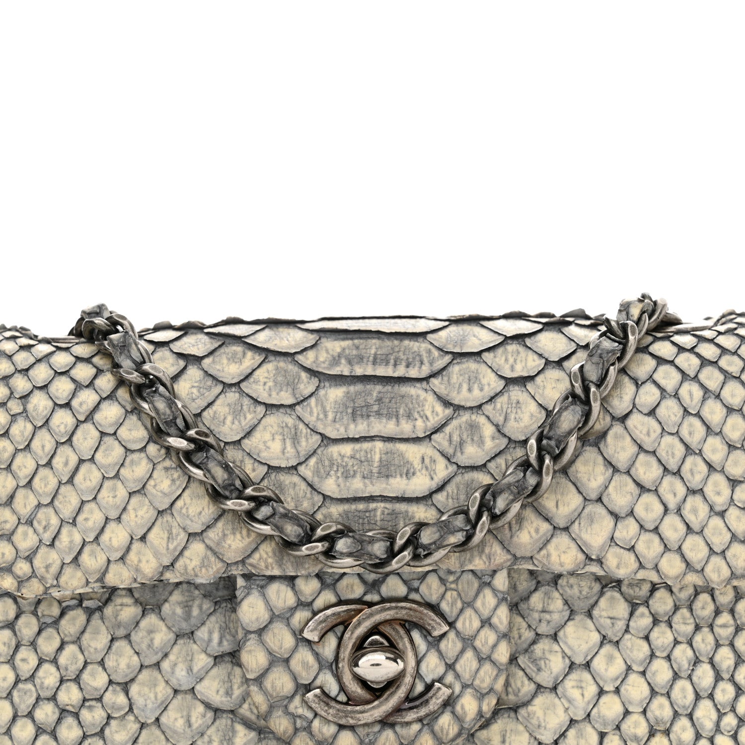 Chanel Snakeskin Extra Mini Rectangular Flap Grey 8 of 14