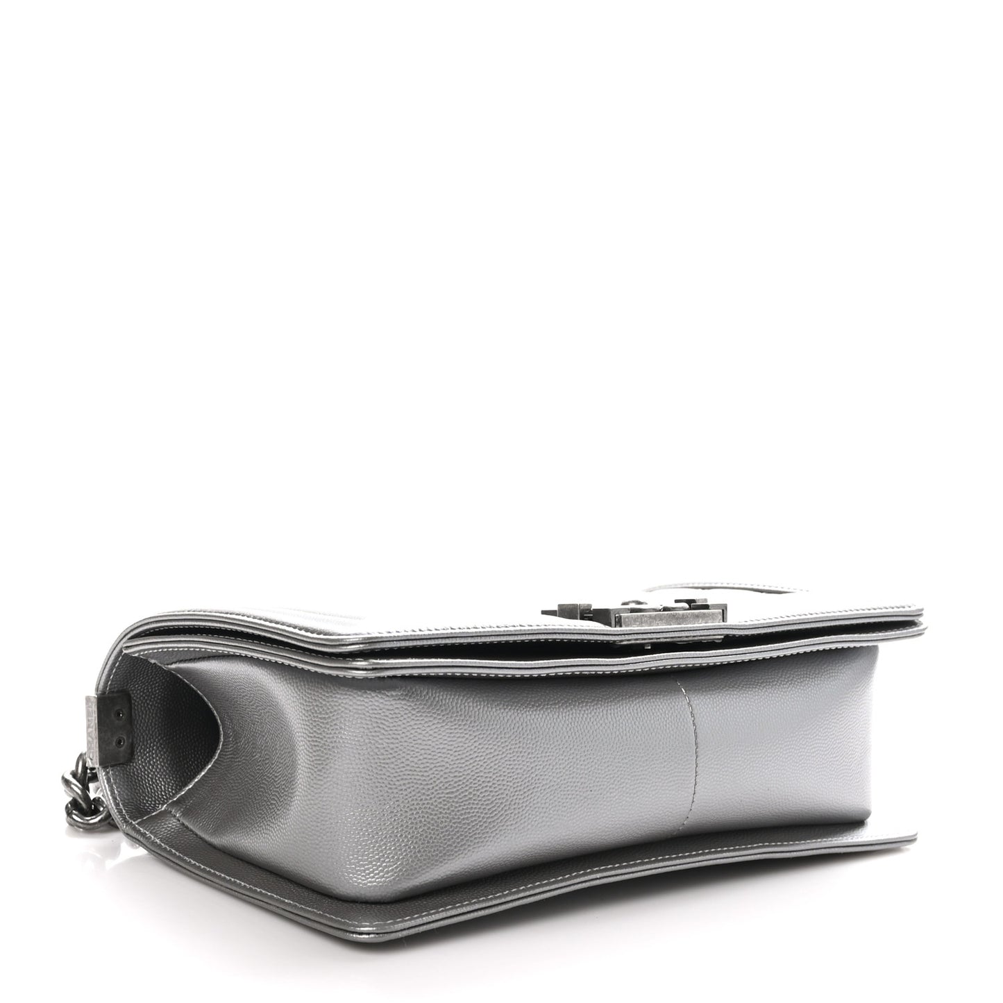 Metallic Caviar Quilted Medium Boy Flap Silver