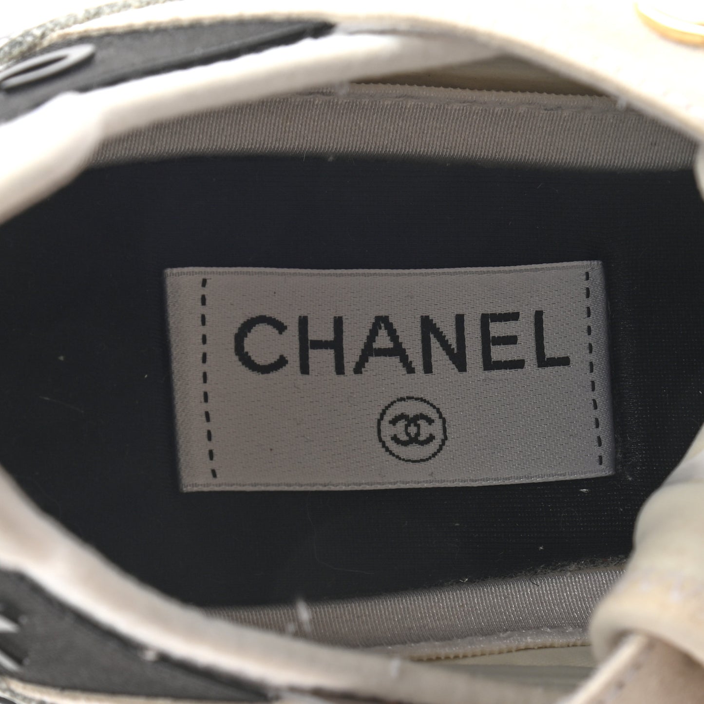 Fabric Calfskin Suede CC Sneakers 40 White Black