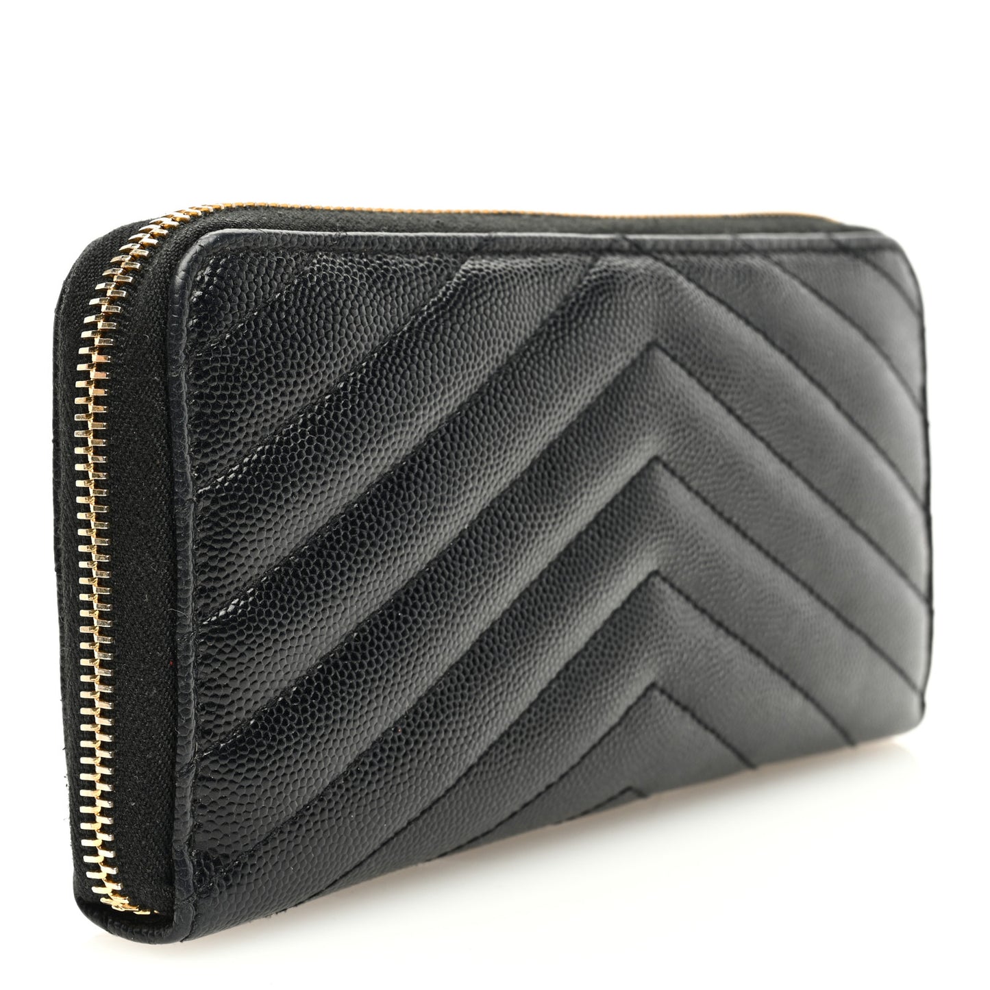 Grain De Poudre Matelasse Chevron Monogram Zip Around Wallet Black