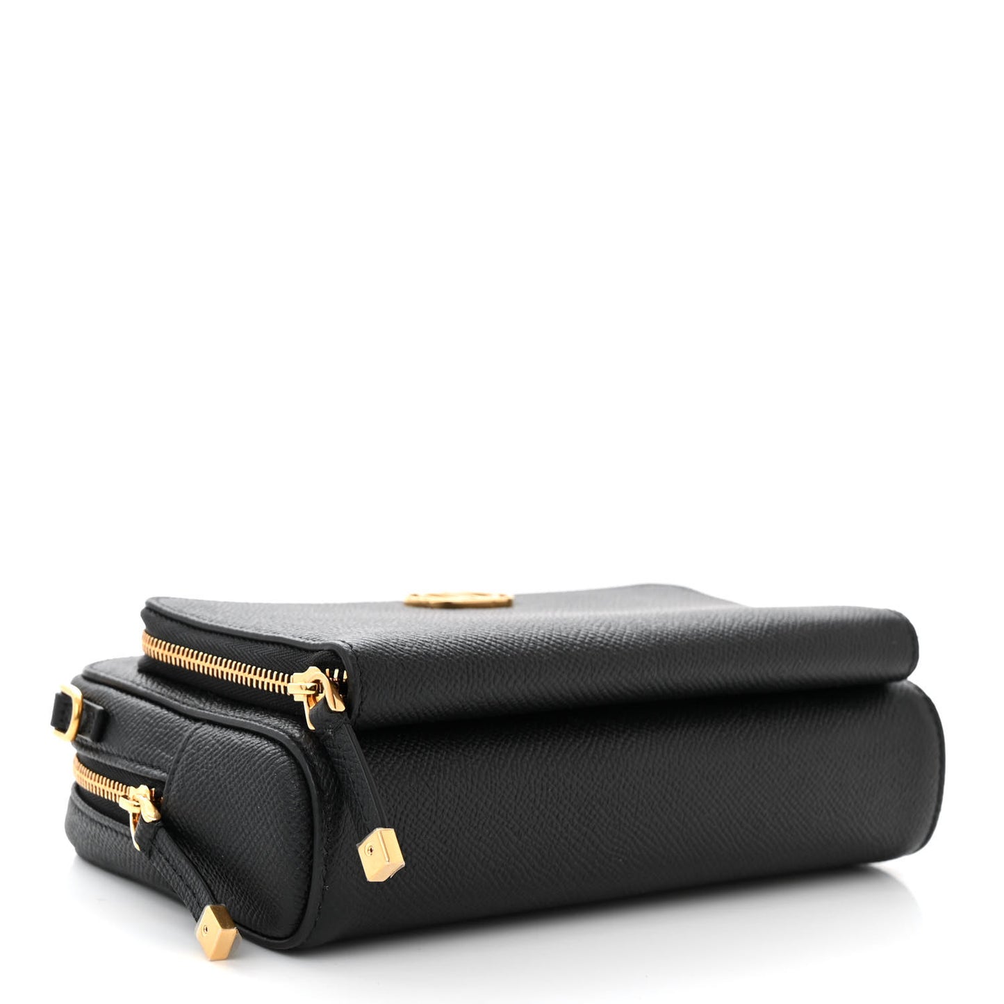 Grained Calfskin Caro Double Pouch Black
