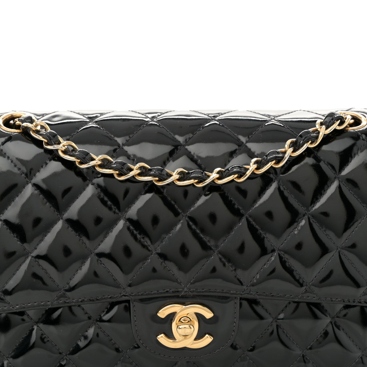 Chanel Patent Quilted Medium Double Flap Black 8 of 14
