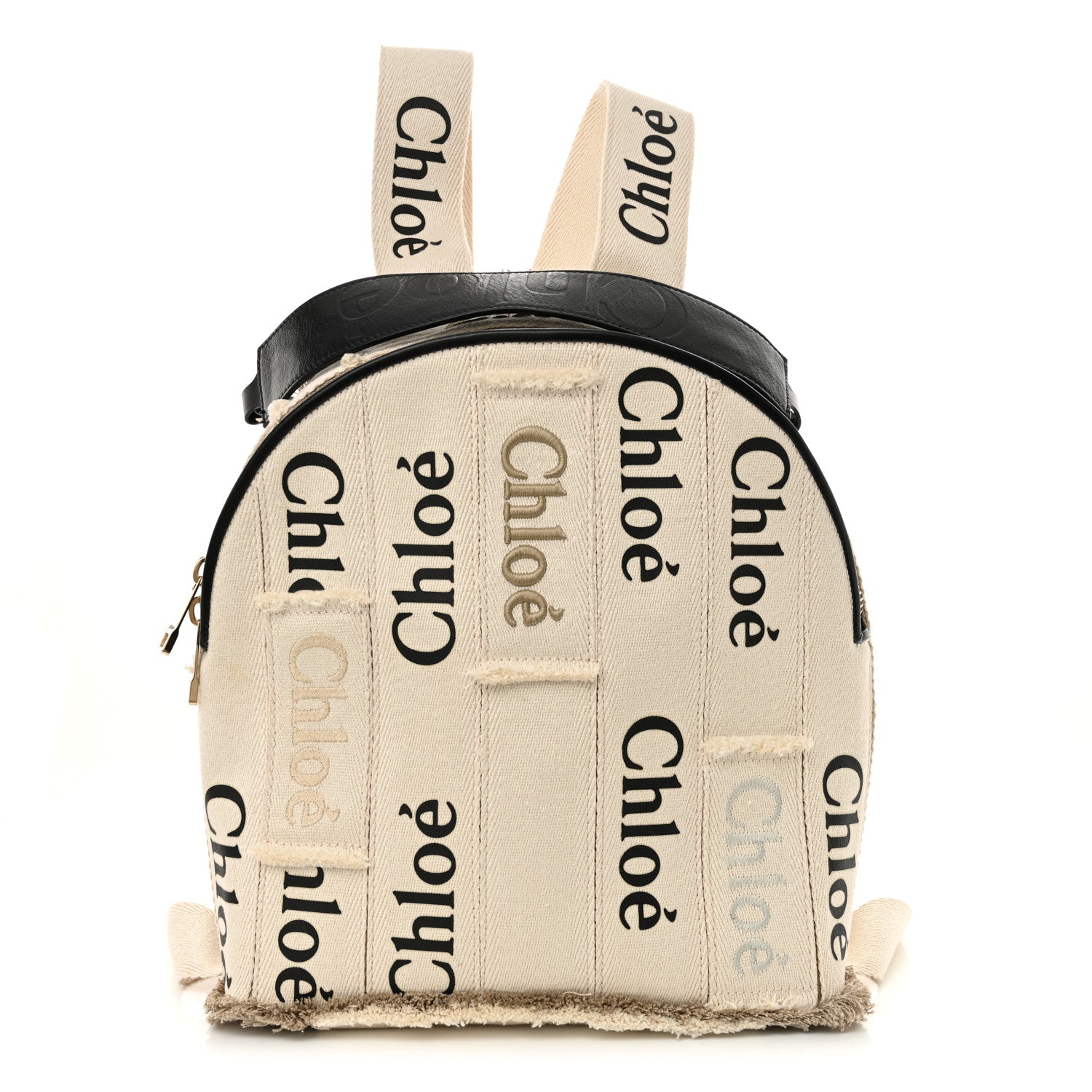 Chloe Canvas Logo Embroidered Woody Backpack Sand 1675098