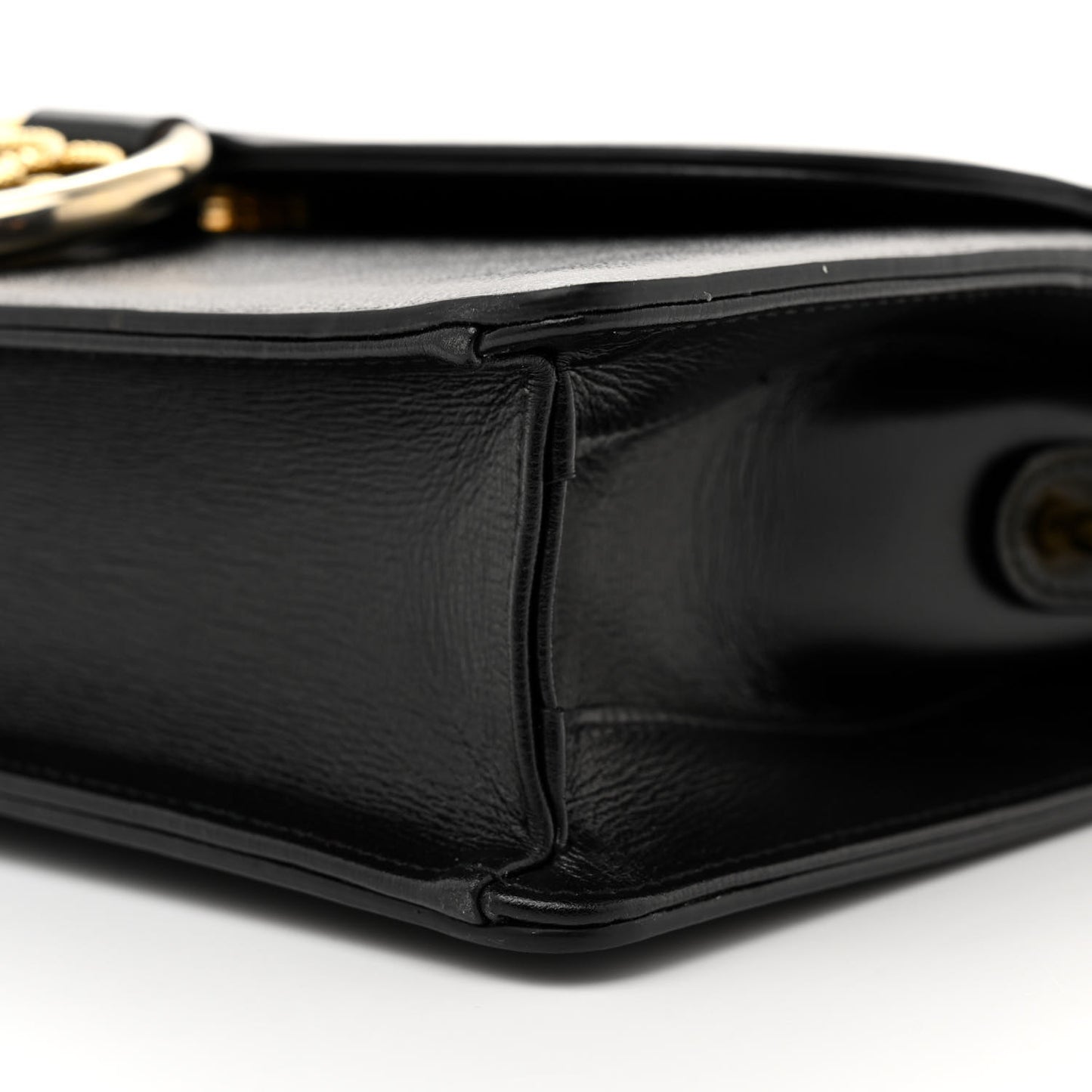 Textured Calfskin Medium Torchon GG Ring Shoulder Bag Black
