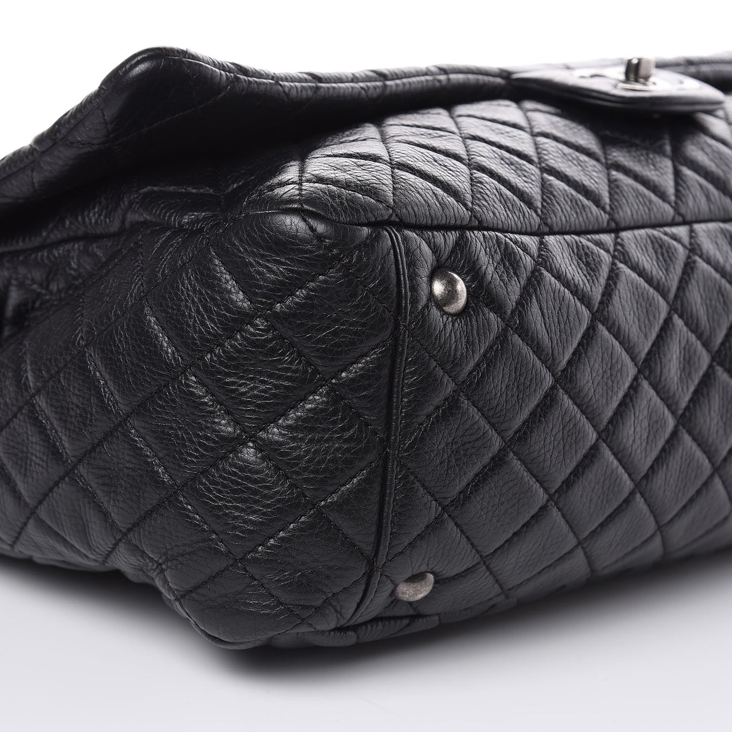 Calfskin Quilted XXL Travel Flap Bag Black