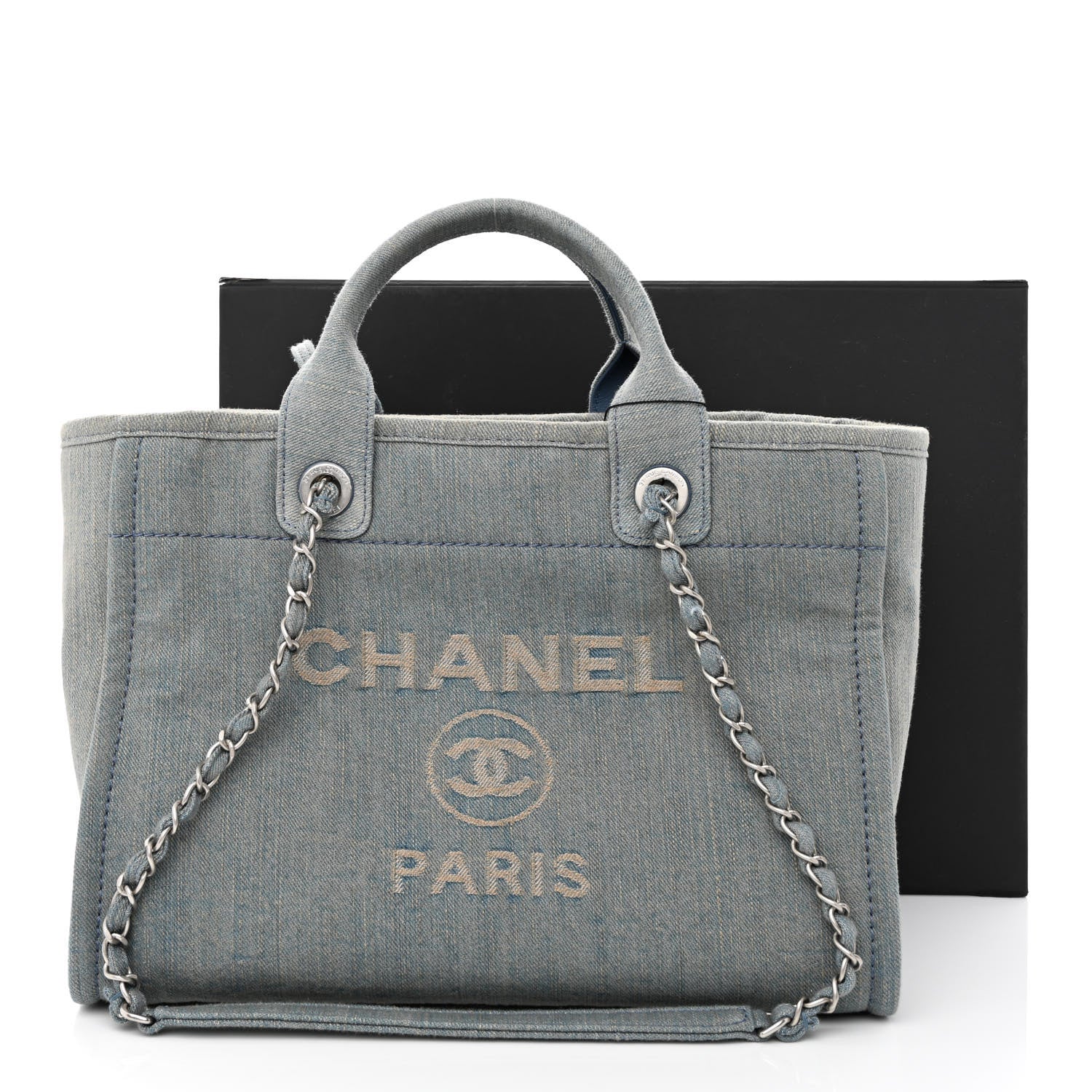 Chanel Denim Small Deauville Tote Light Blue 13 of 13
