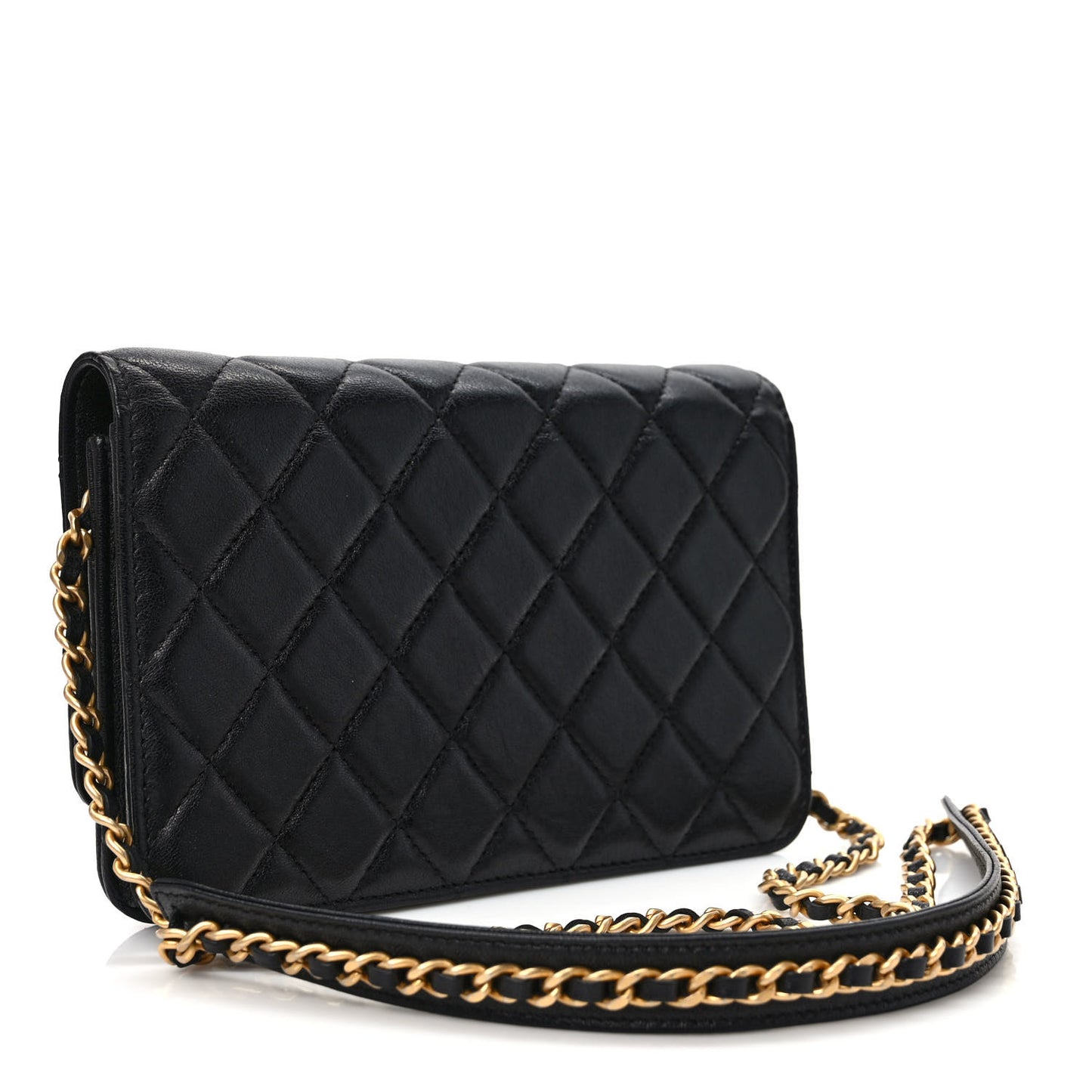 Lambskin Quilted Infinity Wallet On Chain WOC Black