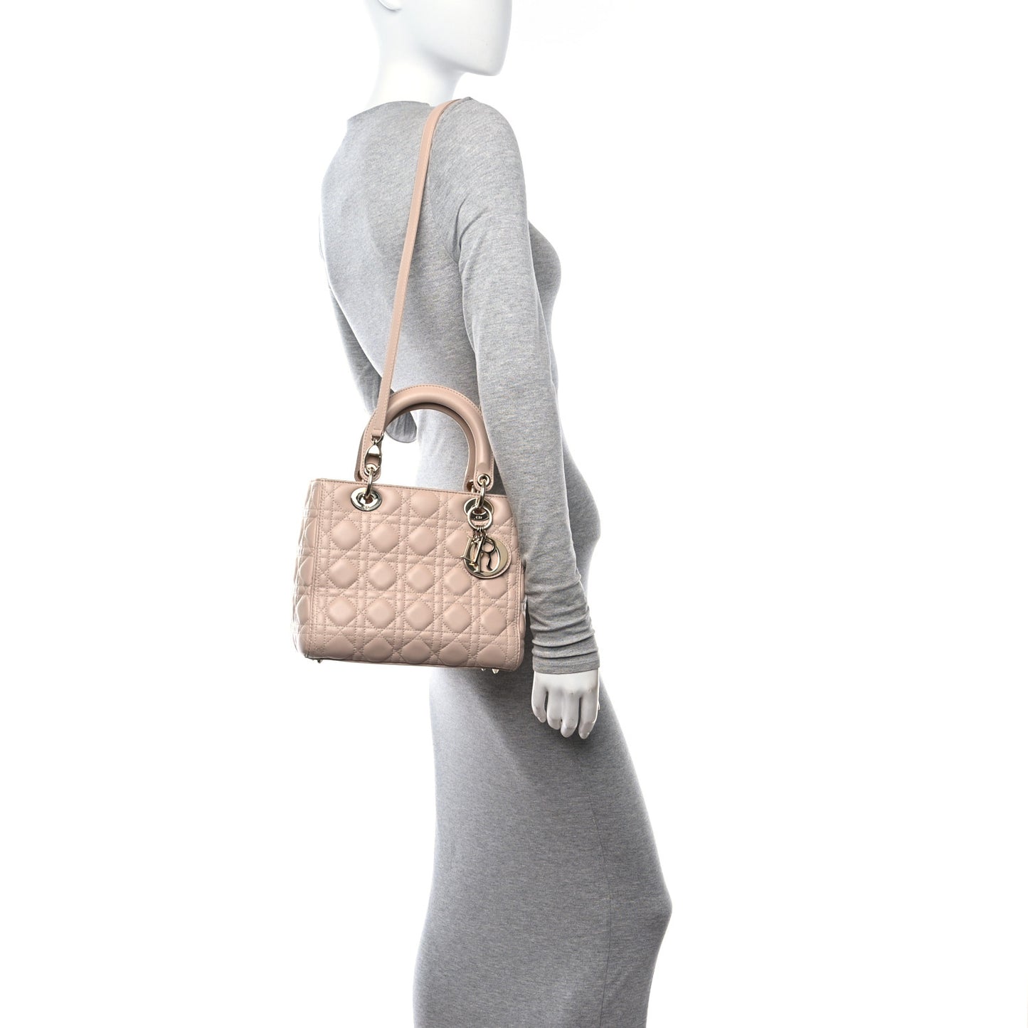 Lambskin Cannage Medium Lady Dior Beige