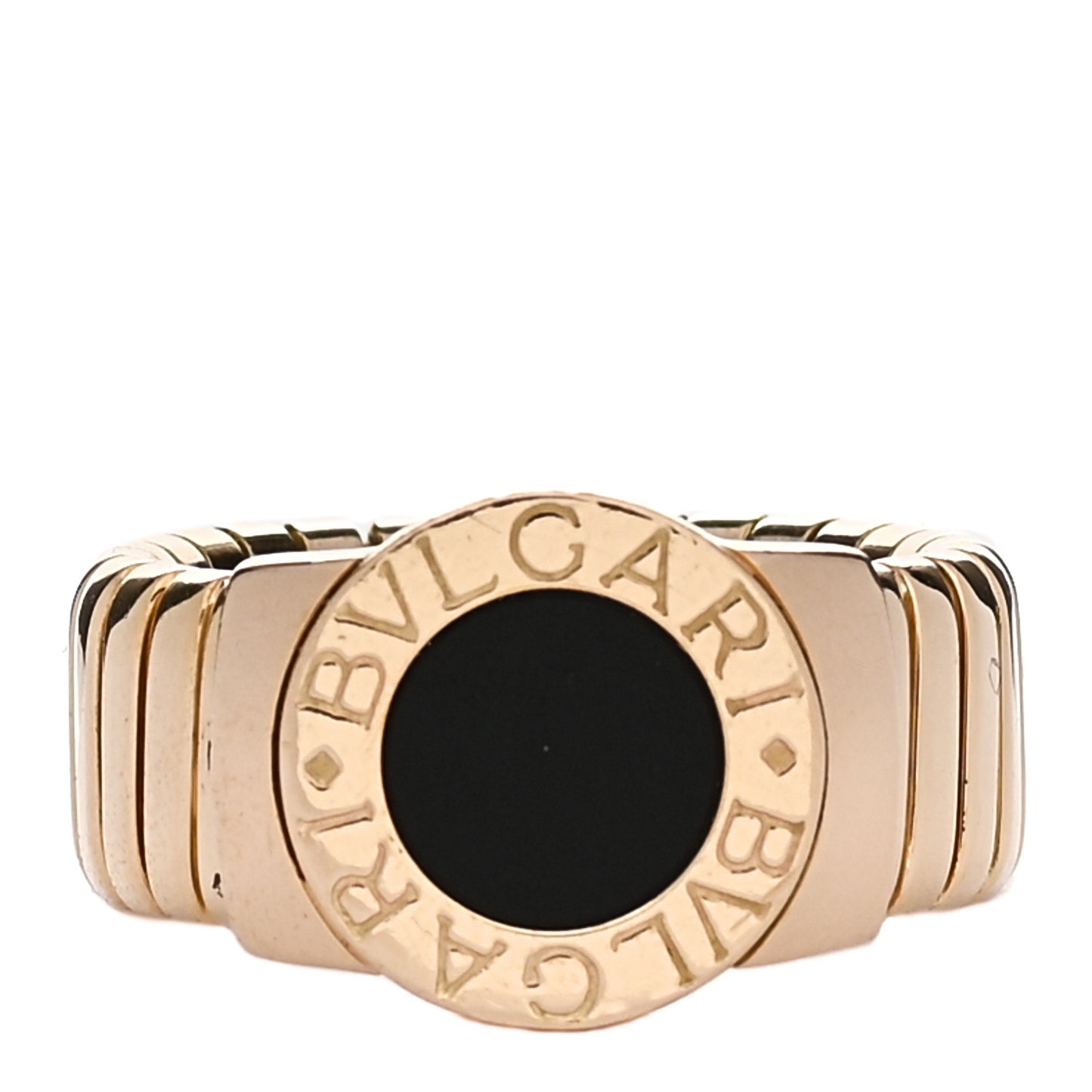 18K Yellow Gold Black Onyx Tubogas Ring 54 6.75