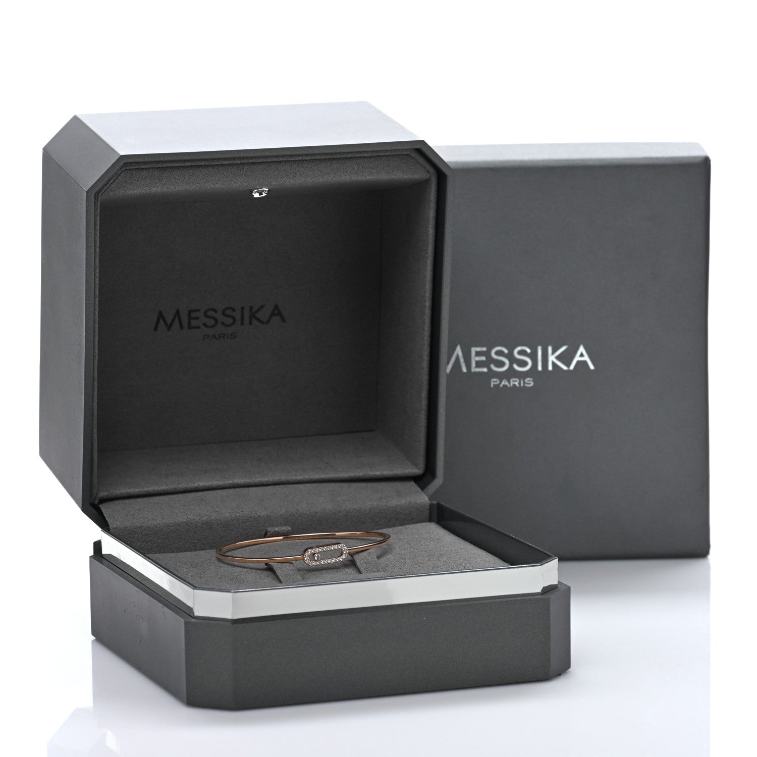 Messika 18K Rose Gold Diamond Move Uno MM Pave Flex Bangle Bracelet 4 of 4