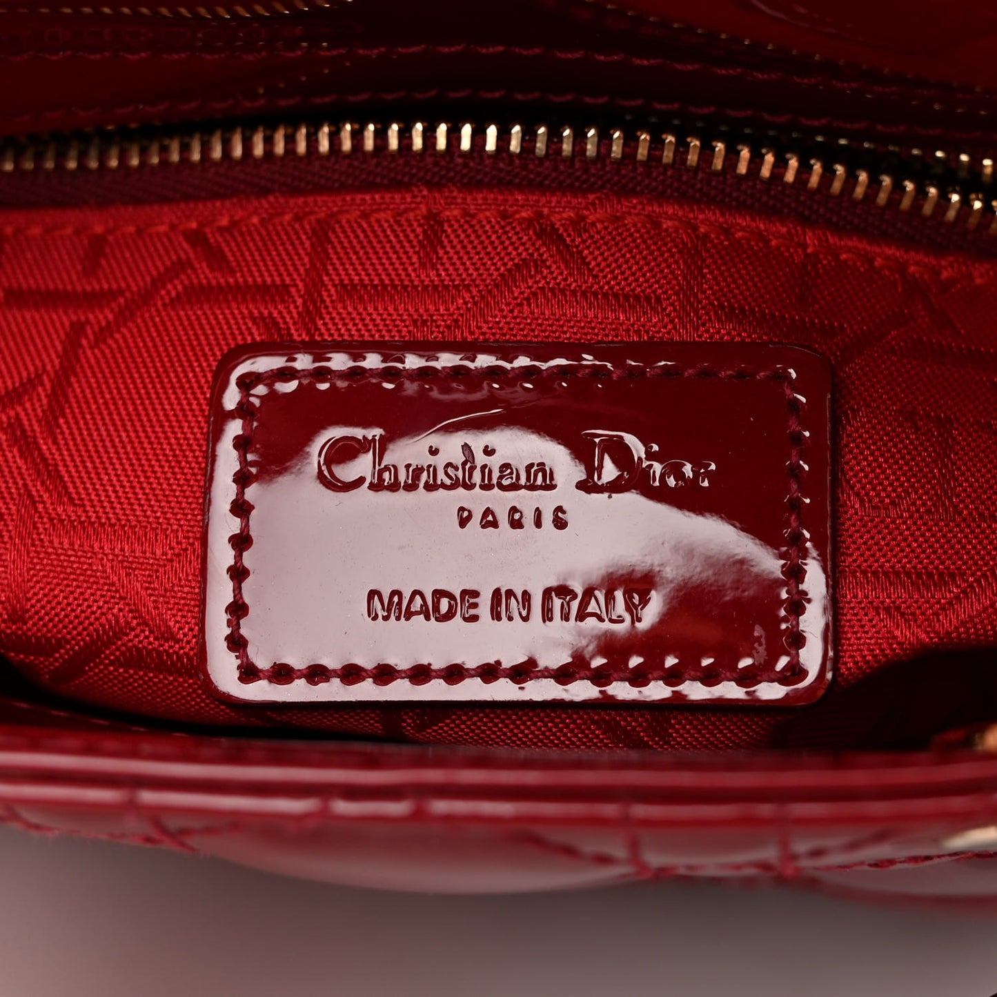 Patent Cannage Mini Lady Dior Red