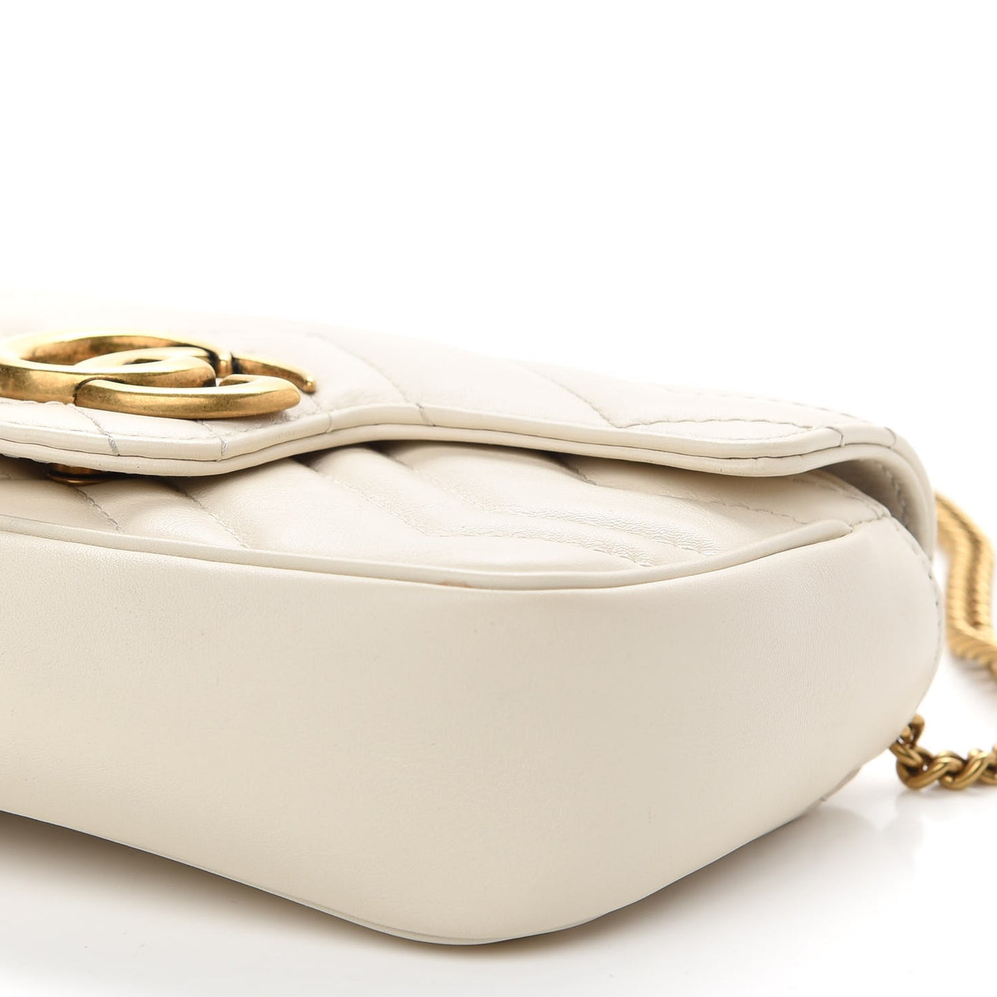 Calfskin Matelasse Super Mini GG Marmont Shoulder Bag White
