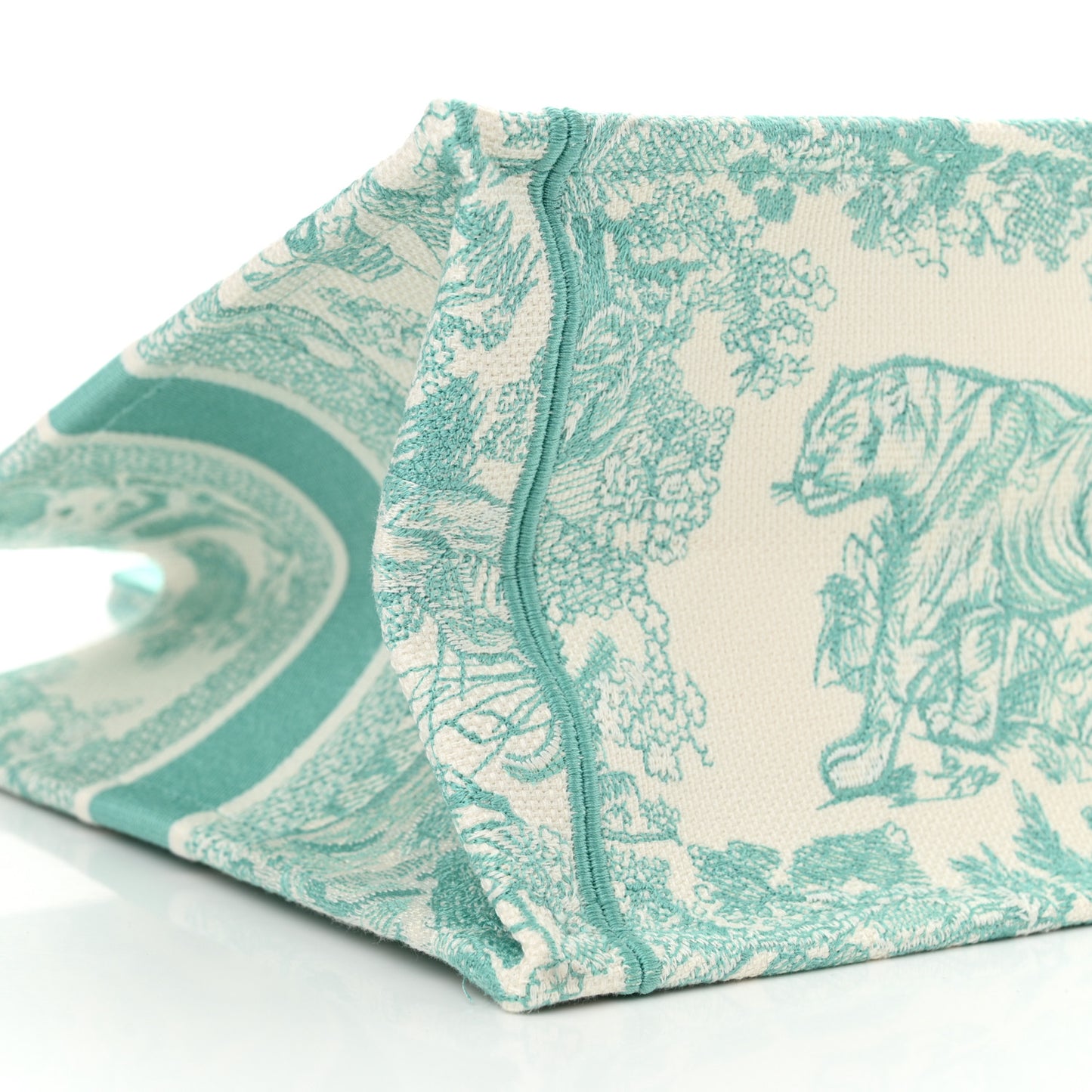 Canvas Embroidered Medium Dioriviera Toile De Jouy Book Tote Aquamarina