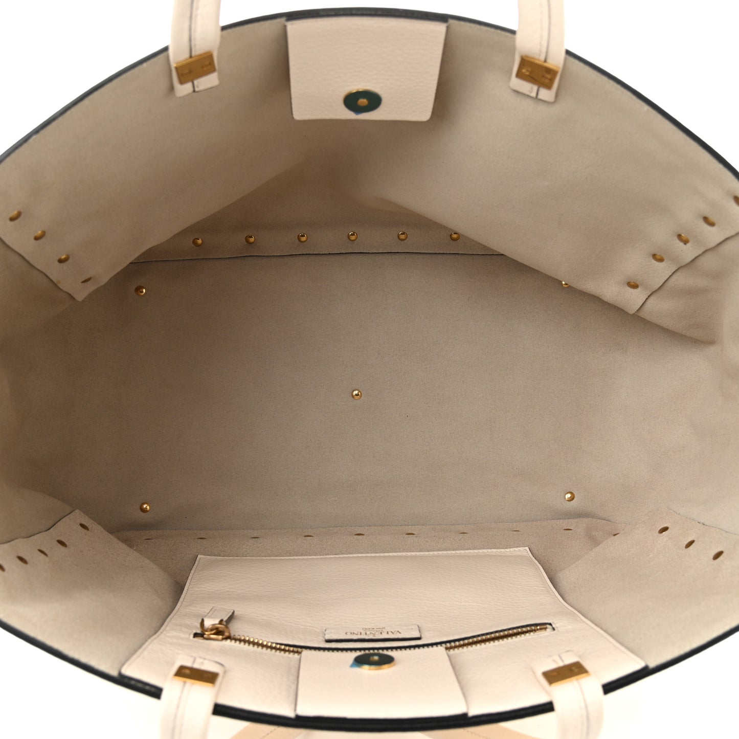 Grained Calfskin Roman Stud Tote Light Ivory