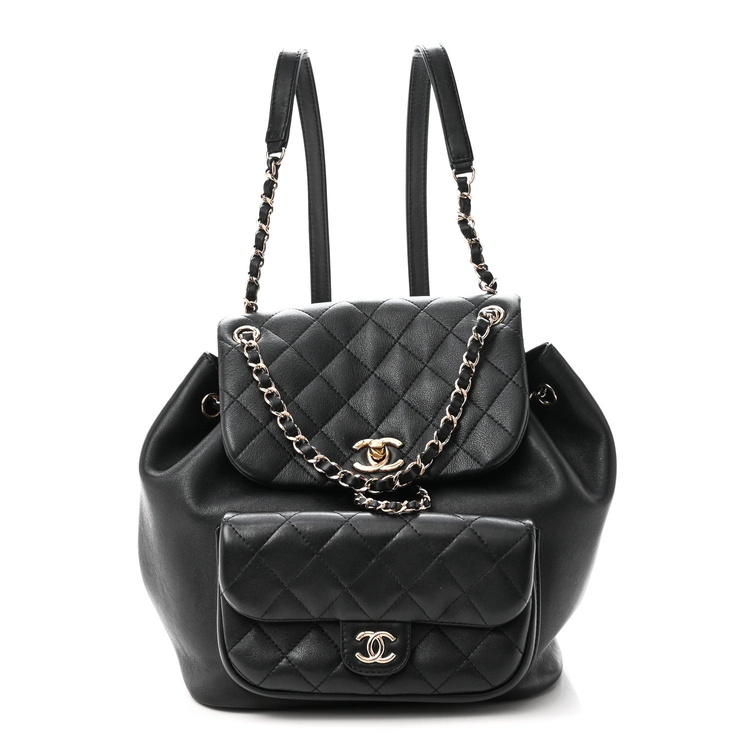 Pre-Loved Chanel 2023 Black Lambskin Leather Duma Backpack
