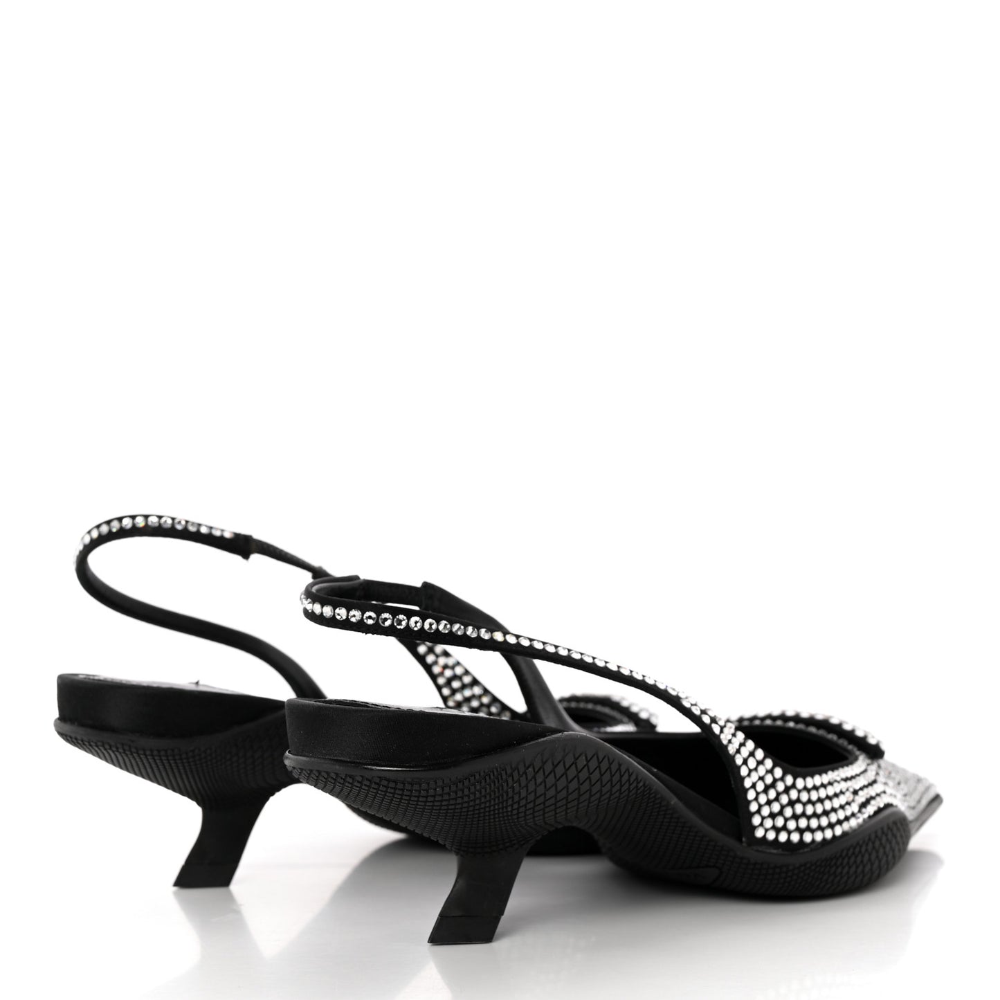 Satin Crystal Logo 45mm Slingback Pumps 36.5 Cristal