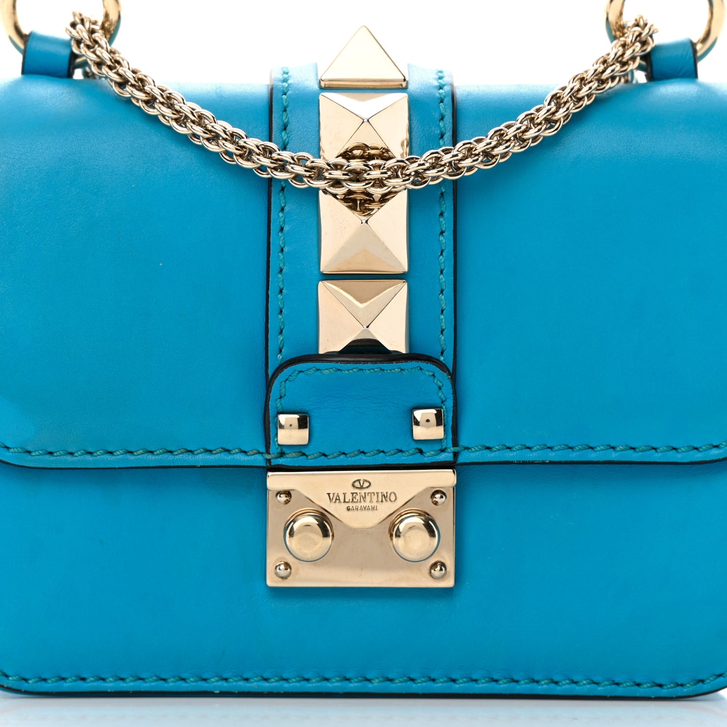 Vitello Mini Glam Lock Rockstud Flap Parrot