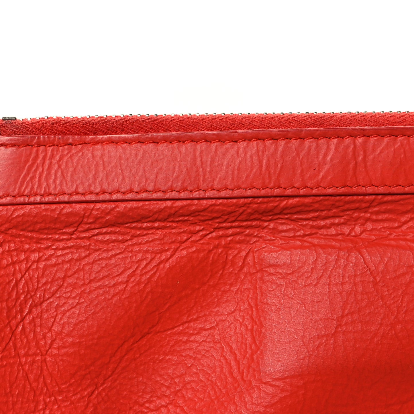Matte Goatskin Rubber Covered Classic Hardware Small Pouch Rouge Coquelicot