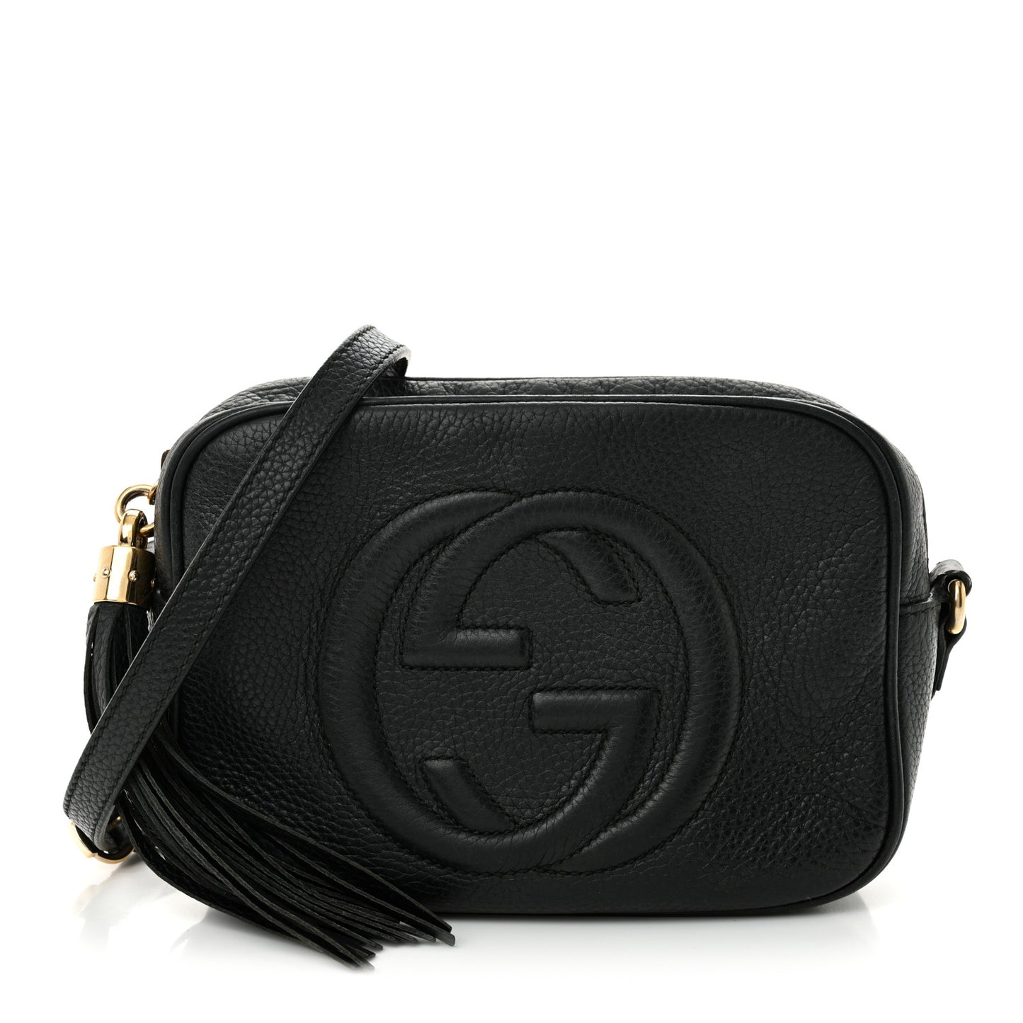 Pebbled Calfskin Small Soho Disco Bag Black