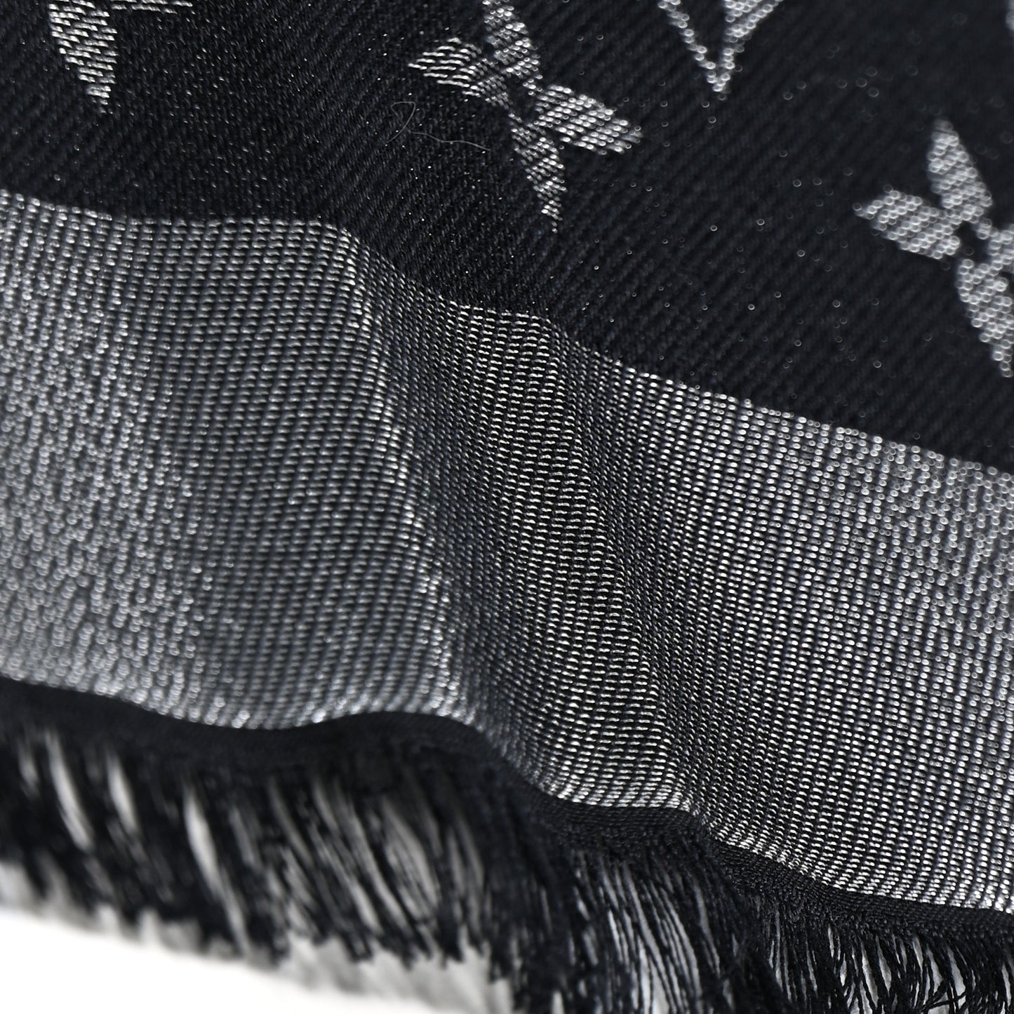 Silk Lurex Wool Monogram Shine Shawl Black