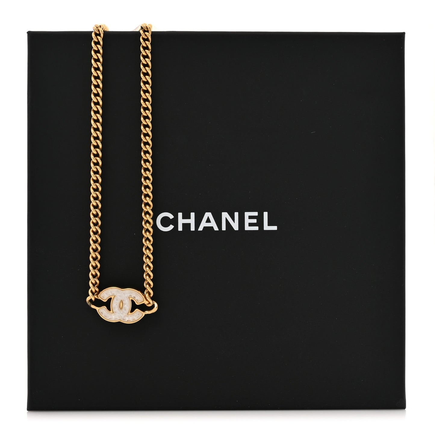 Metal Chain Link CC Choker Necklace Gold