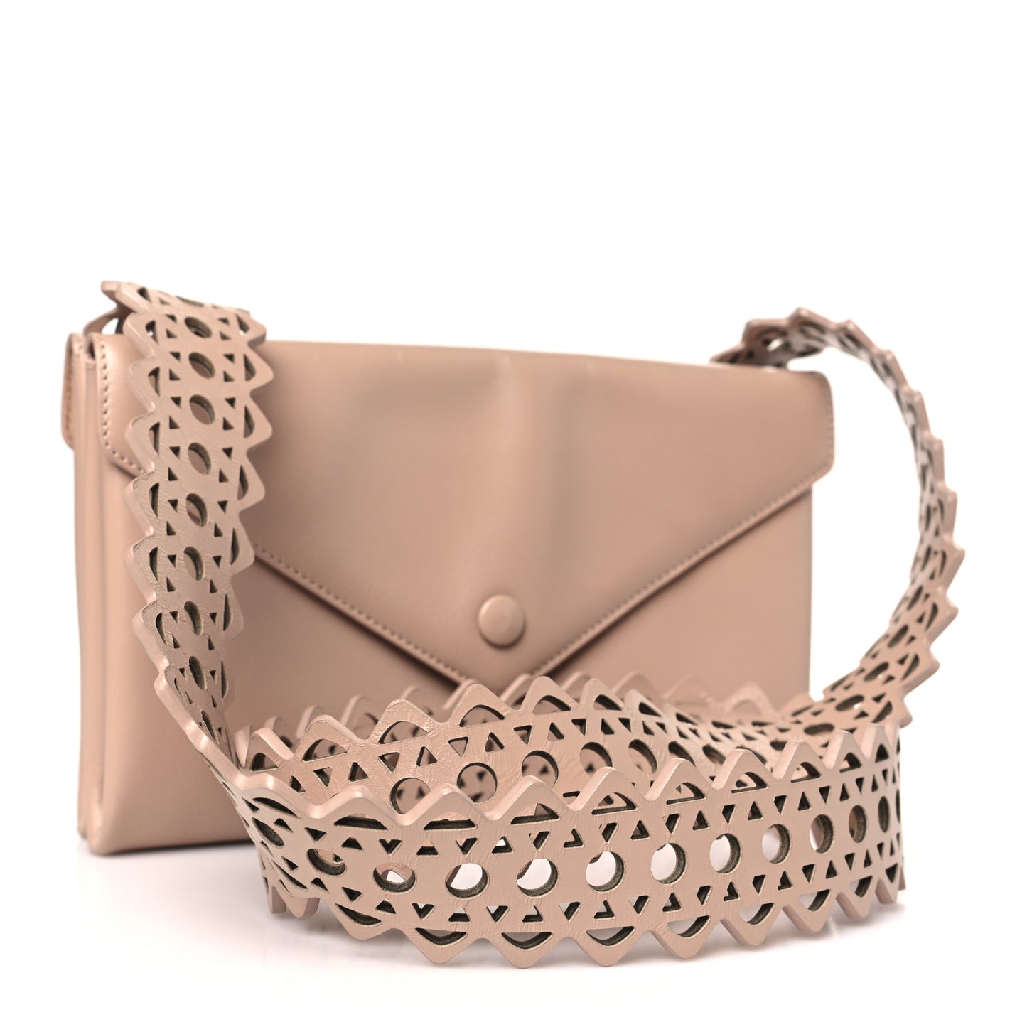 Calfskin Laser Cut Oum Double Envelope Clutch Crossbody Sable